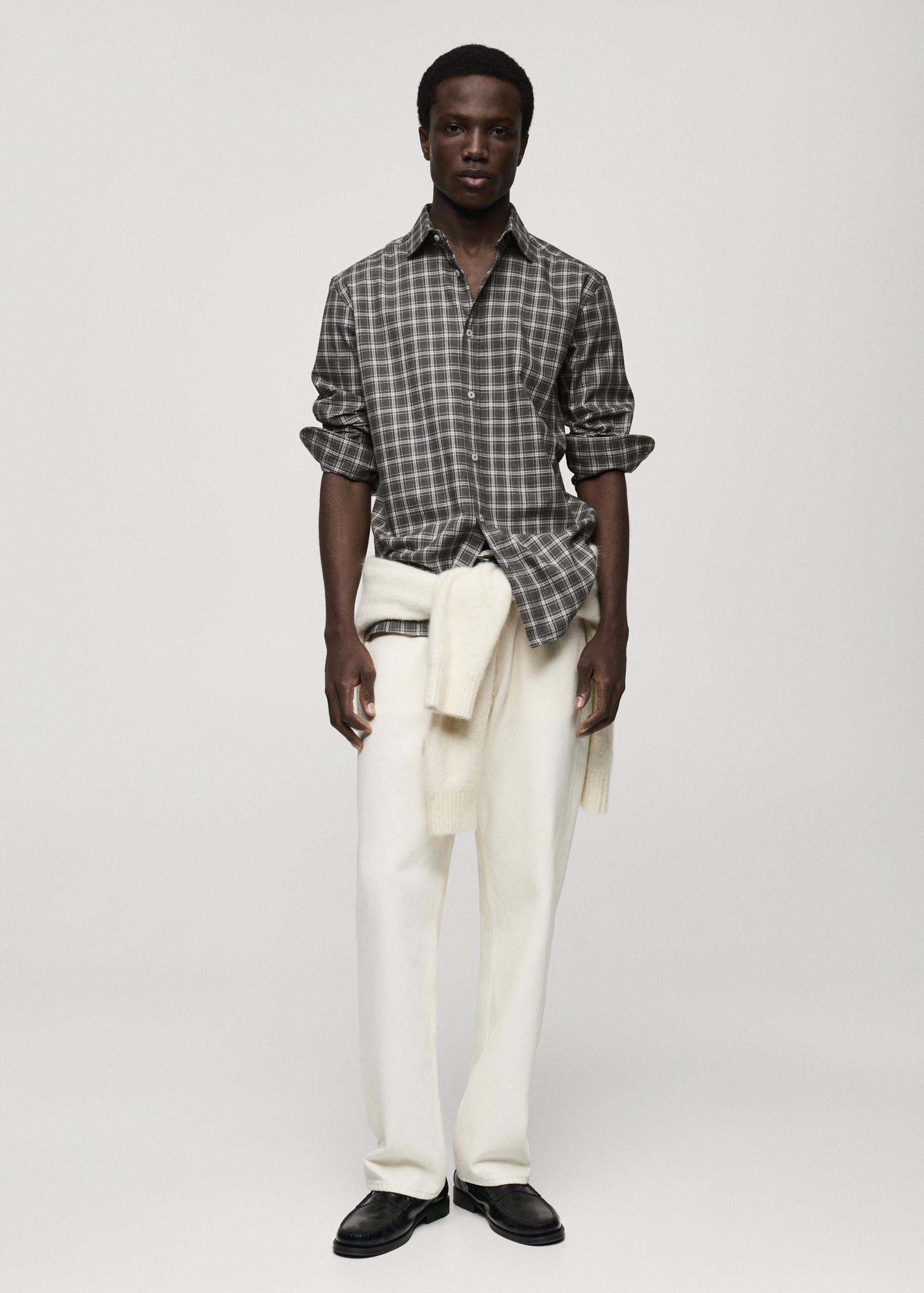 Regular fit check cotton shirt - Men | MANGO USA Product Image