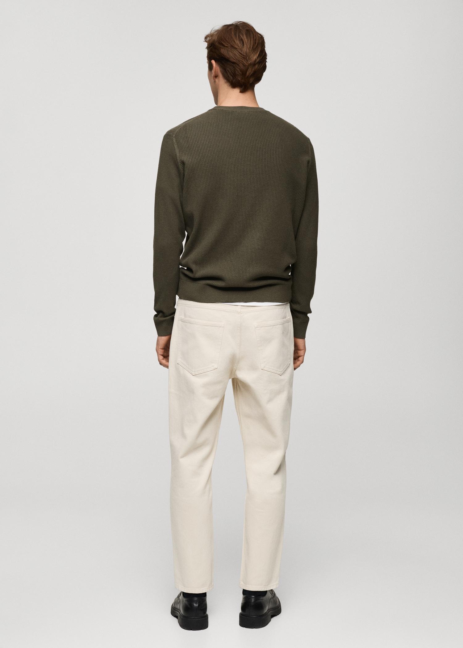 Fine rib-knit cotton sweater - Men | MANGO USA Product Image