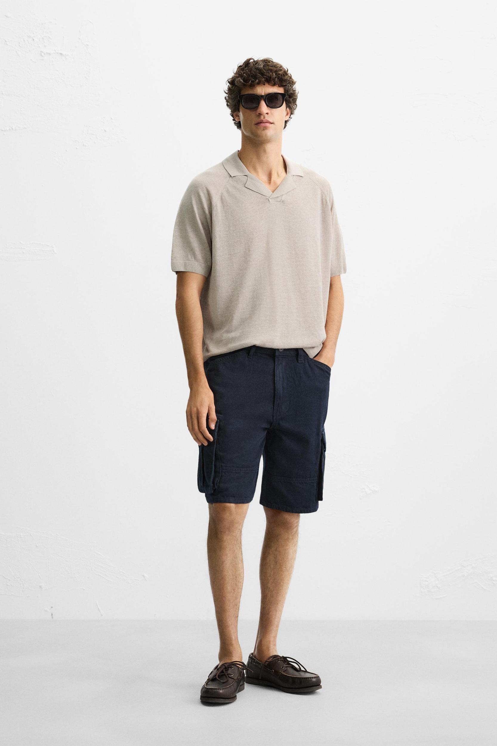 LINEN KNIT POLO SHIRT Product Image