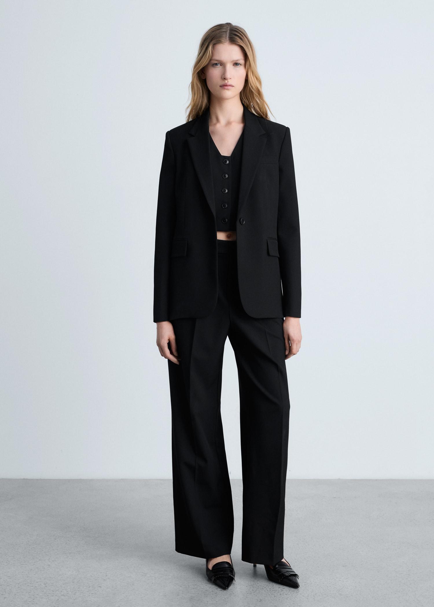 Straight blazer with flap pockets - Women | MANGO USA Product Image