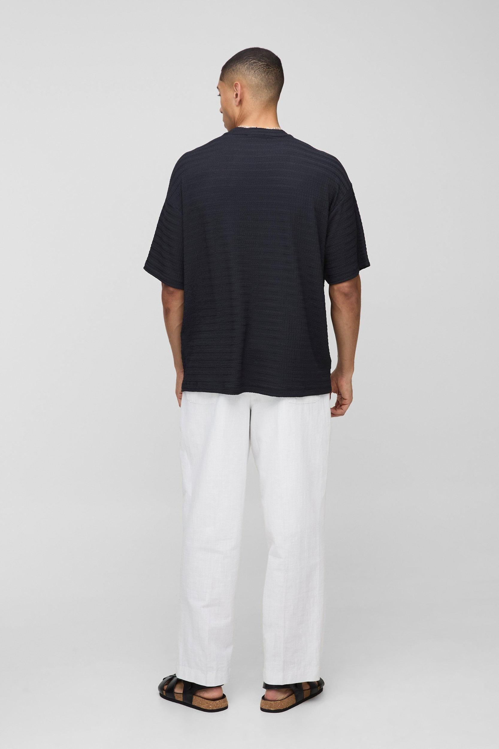 Oversized Jacquard Texture T-Shirt | boohooMAN USA Product Image