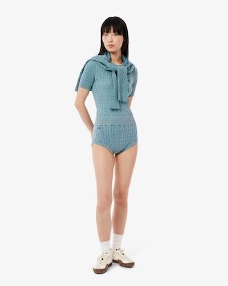 Short Cable Knit Washed Effect Shorts Product Image