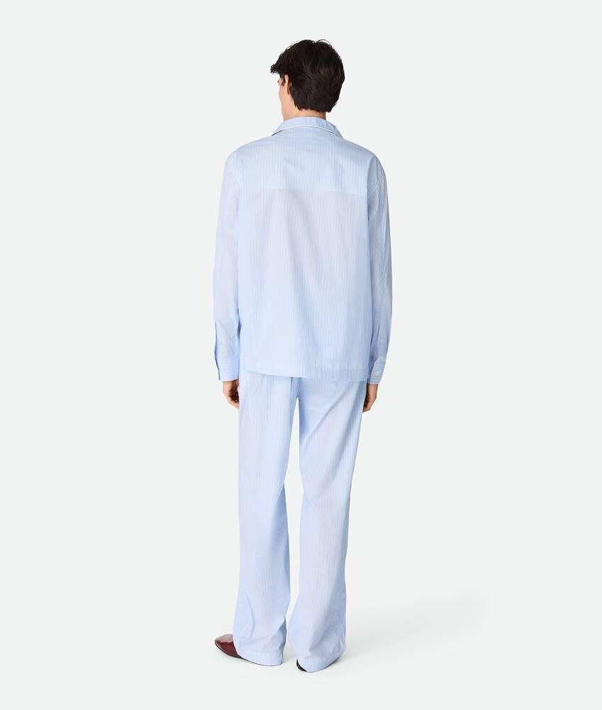Men's Stripe Cotton Poplin Pajama Set in White/blue Product Image