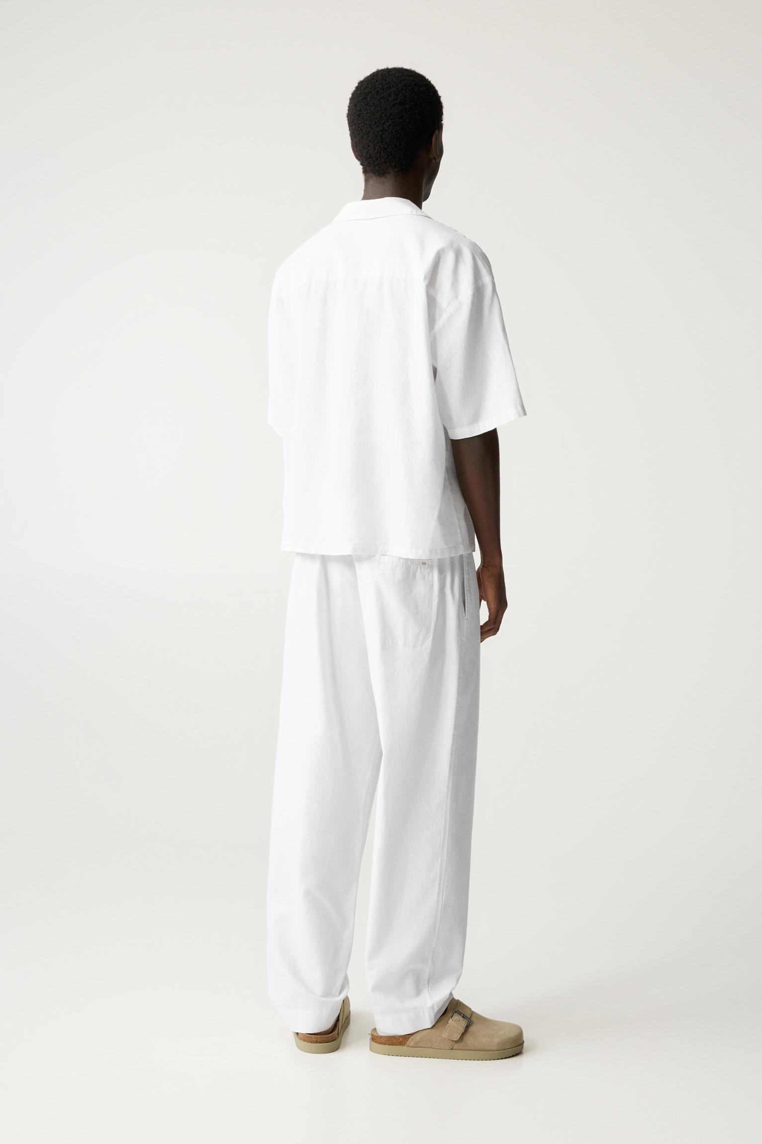 Short sleeve linen blend shirt Product Image