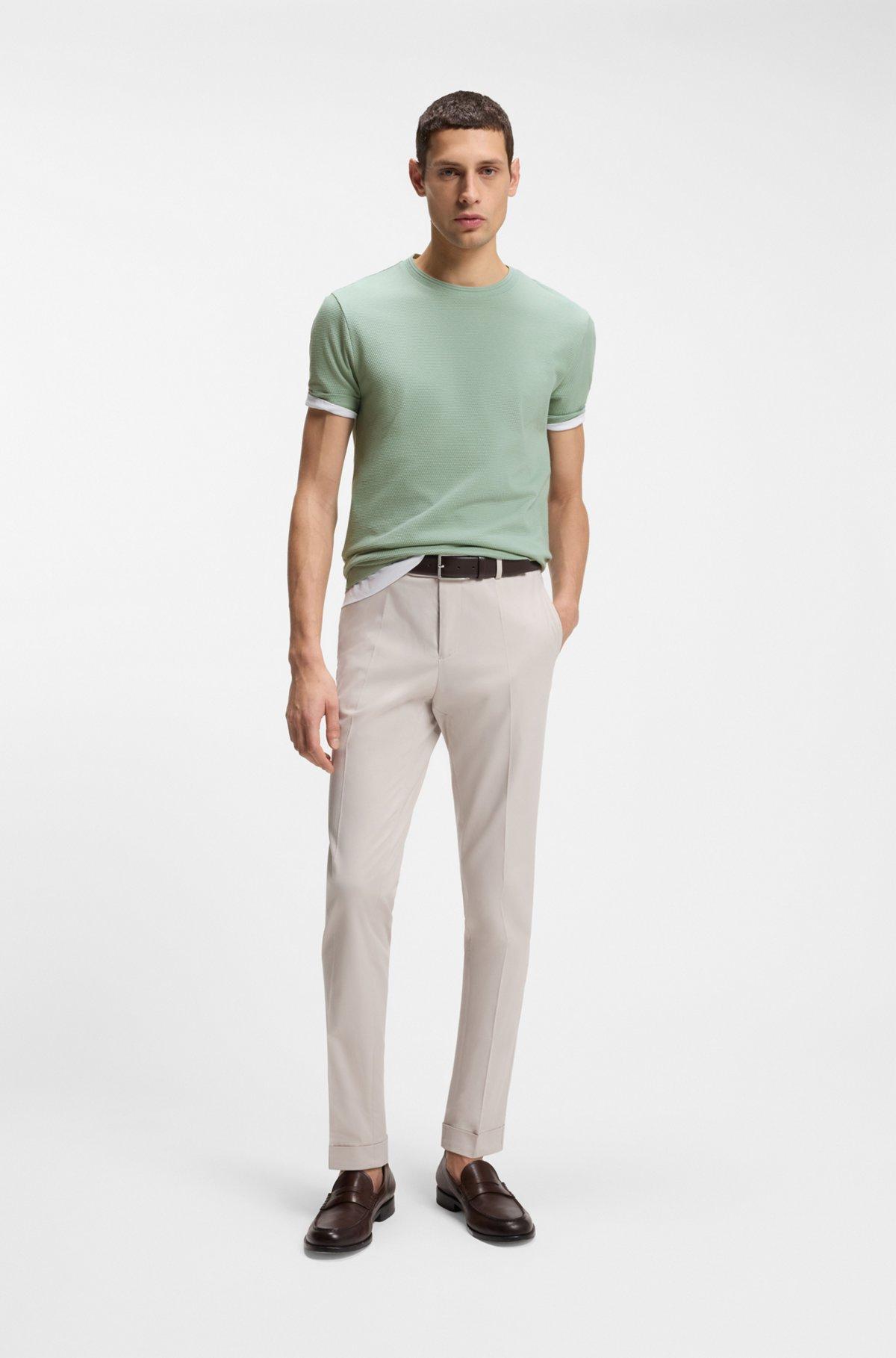 Bubble-jacquard structure T-shirt in a cotton blend Product Image