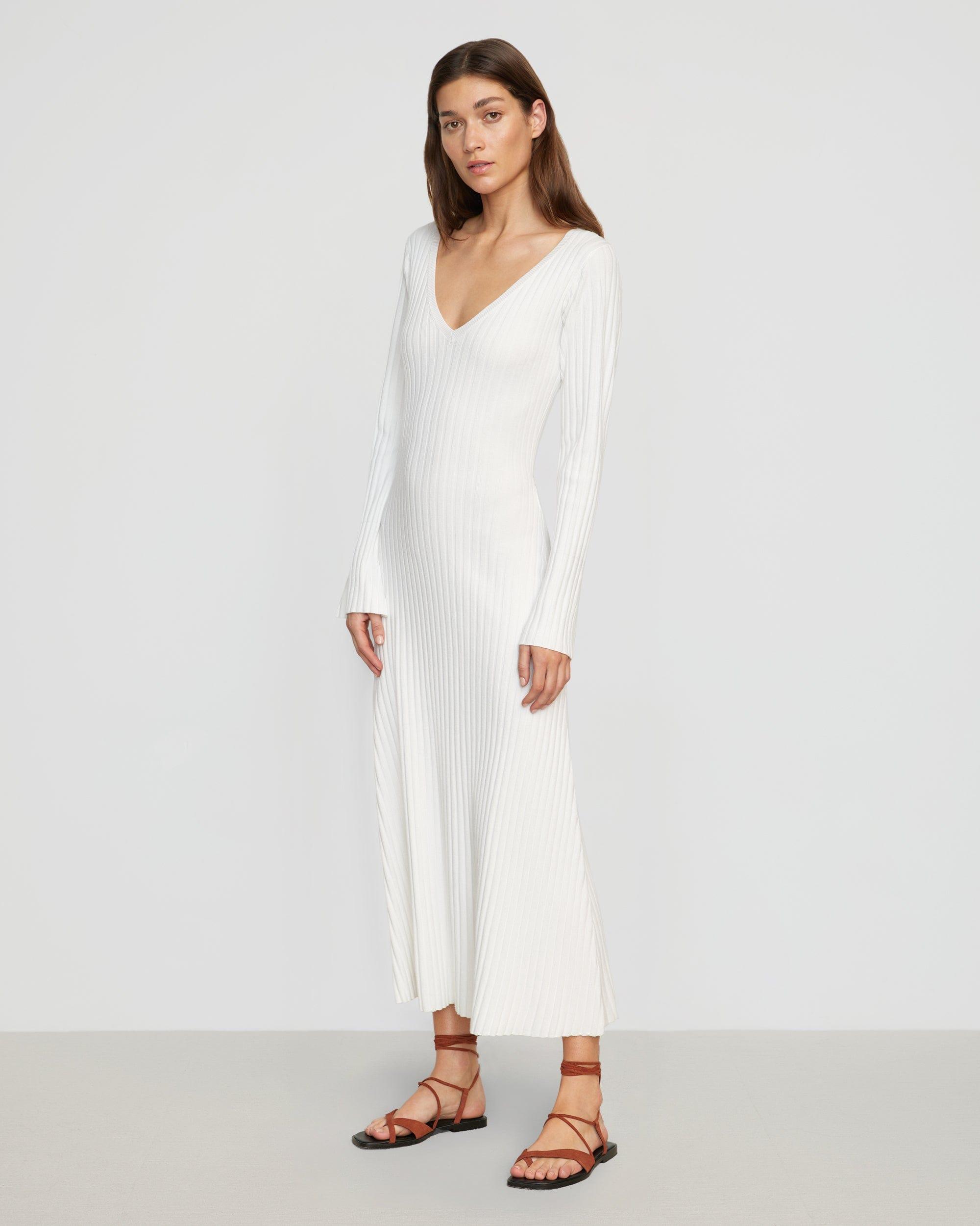 Wesley Ribbed V-Neck Sweater Dress Product Image