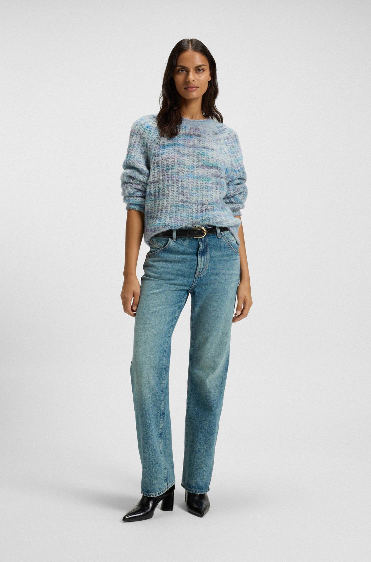 Alpaca-blend relaxed-fit sweater with multicolored yarns Product Image