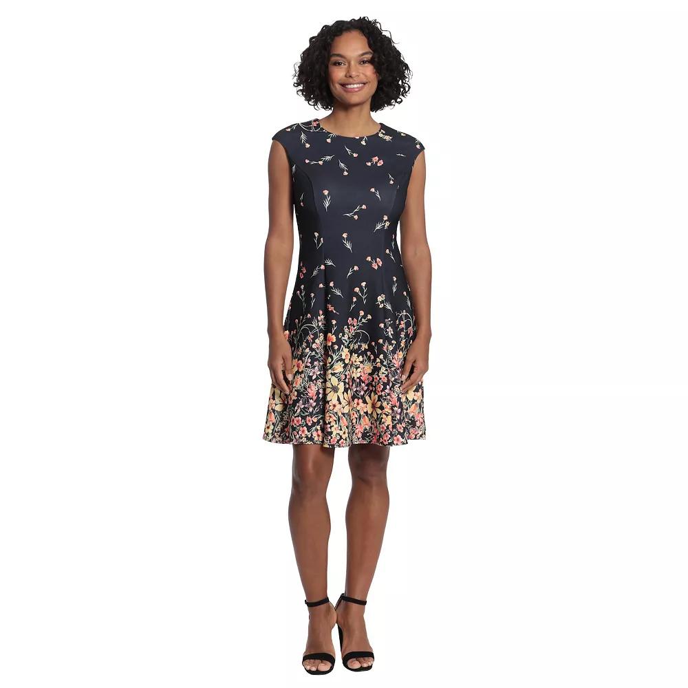 Petite London Times Floral Cap Sleeve Fit & Flare Dress, Women's,  Product Image