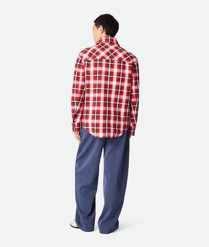 Men's Structured Cotton Check Overshirt in Tomato/chalk/black Product Image