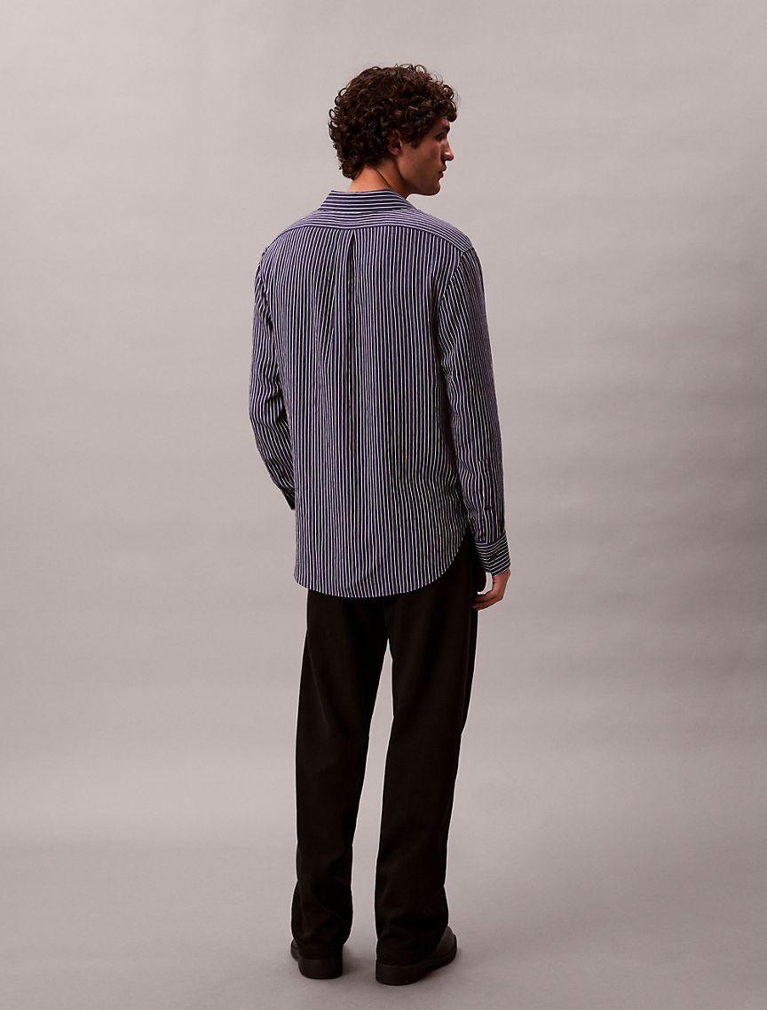 Stripe Viscose Blend Relaxed Button-Down Shirt Product Image