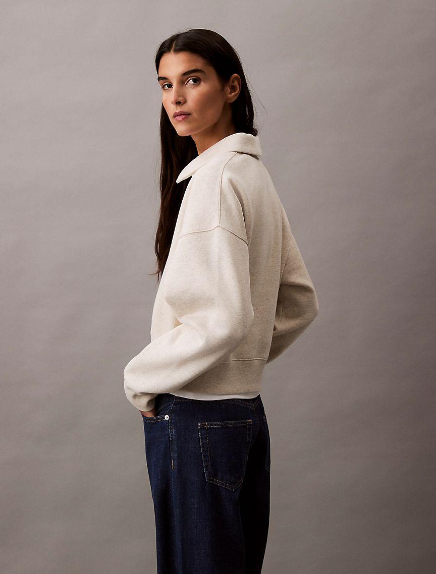 Calvin Klein Womens Archive Logo Fleece Quarter Zip Mock Neck Sweatshirt - Grey Product Image