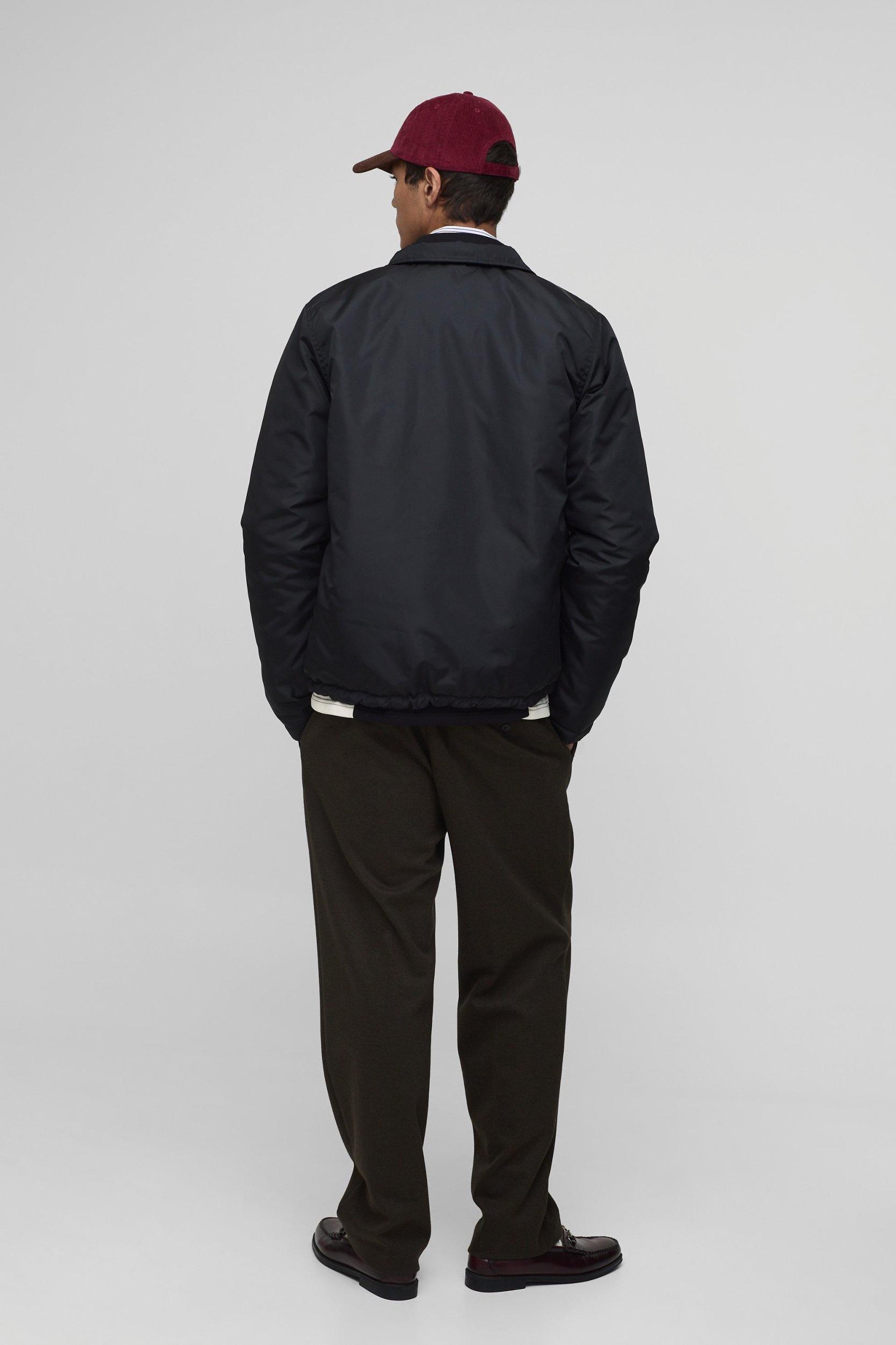 Regular Fit Padded Nylon Varsity Coach Jacket | boohooMAN USA Product Image