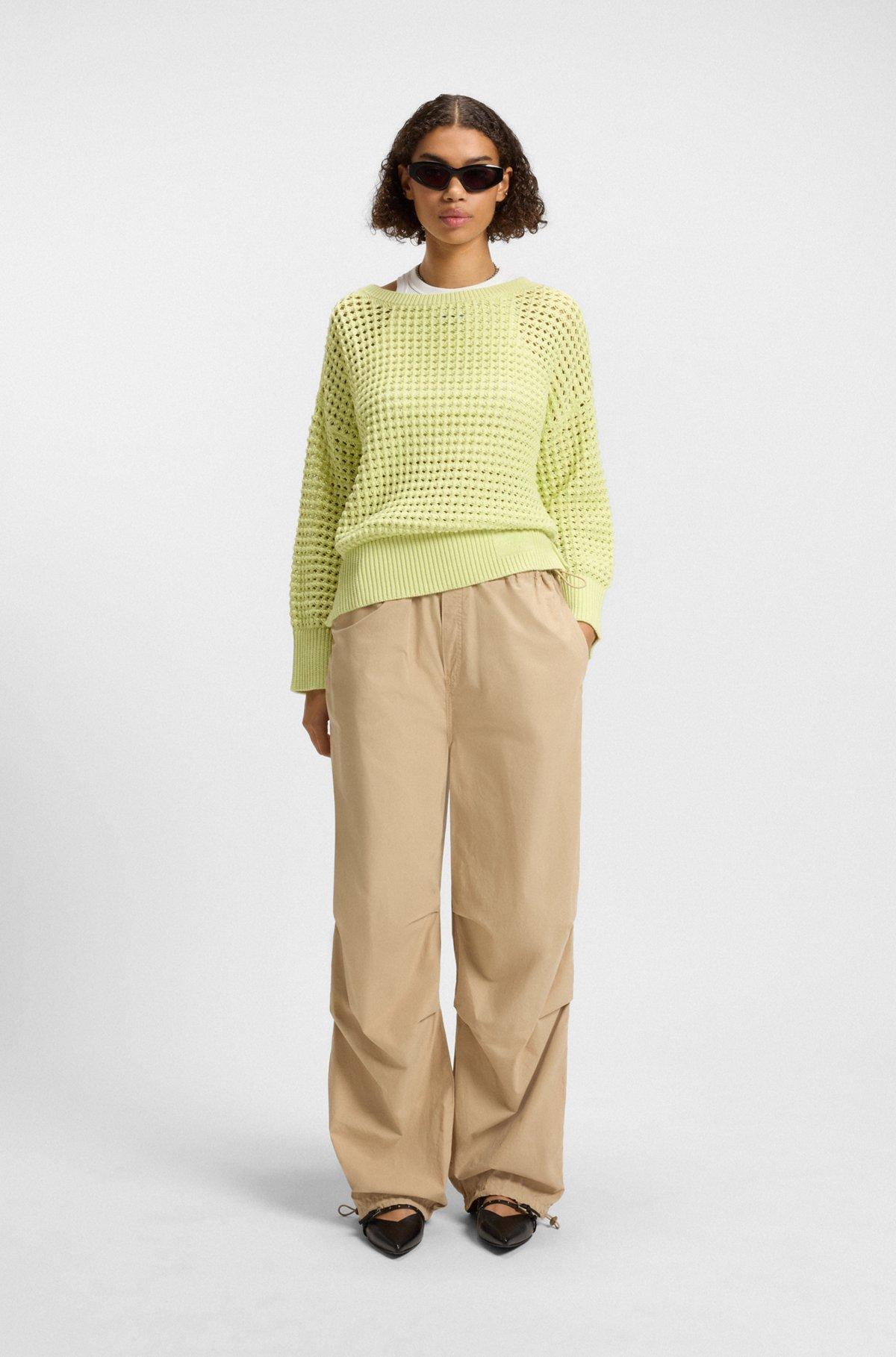 Cotton sweater with mesh knit Product Image