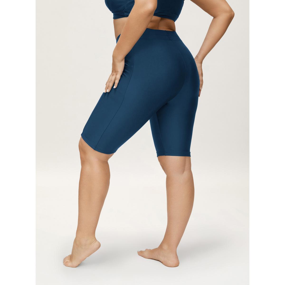 Plus Size Super Stretchy Pocket Skinny-Fit Swim Bottom Women's Swimwear Black Resort Non High stretch Skinny High Rise Slanted pocket Curve Swim Bottoms BloomChic 28/5X Product Image