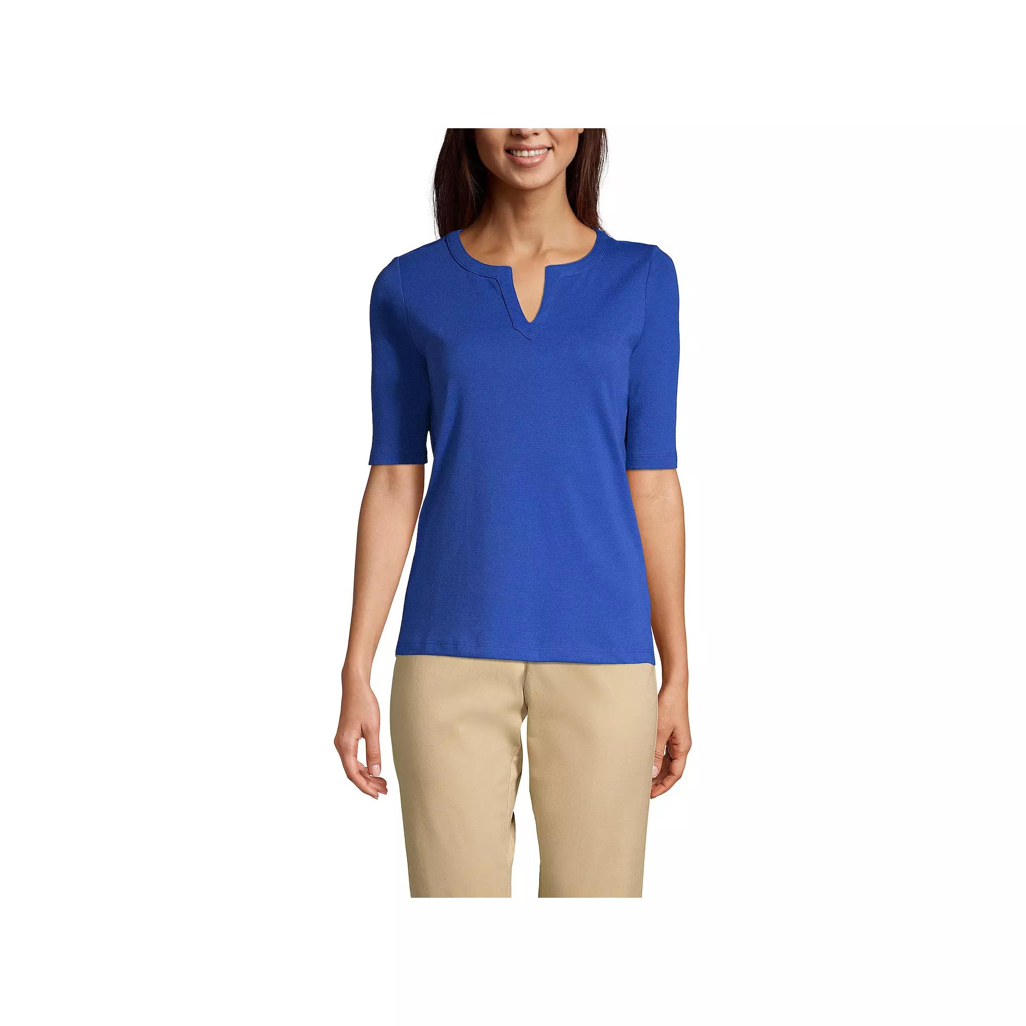 Women's Lands' End Modern Half Sleeve Splitneck Top,  Product Image