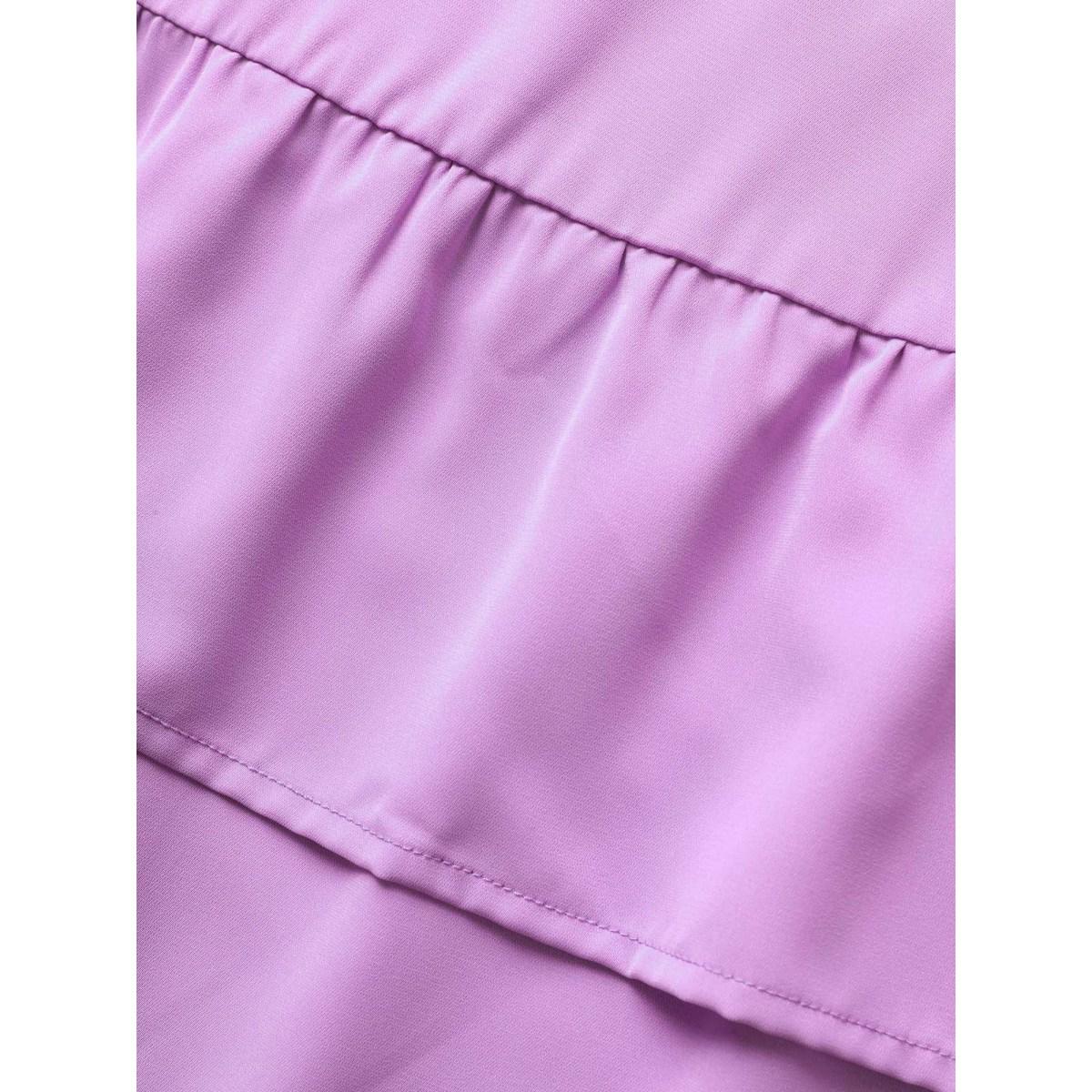 Plus Size Off Shoulder Neck Tiered Ruffles Midi Dress Lilac Women Elegant Tiered One-shoulder neck Short sleeve Curvy BloomChic 26/4X Product Image