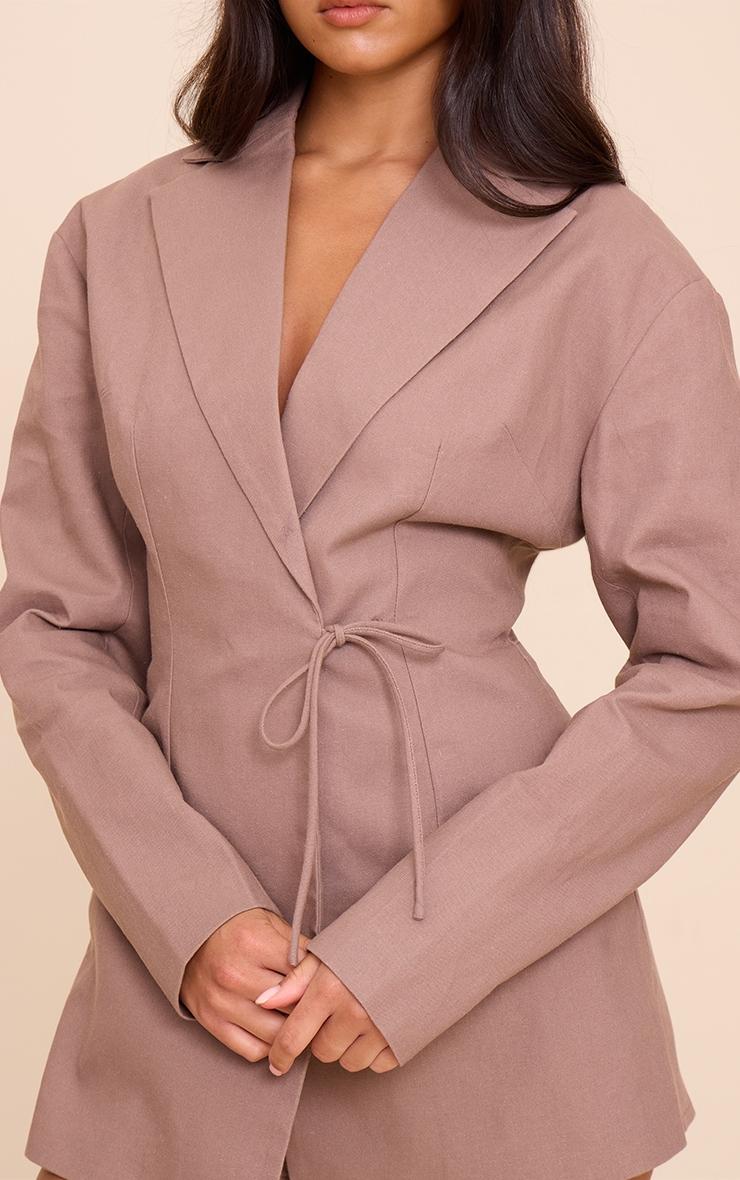 Mocha Woven Wrap Blazer Romper Product Image