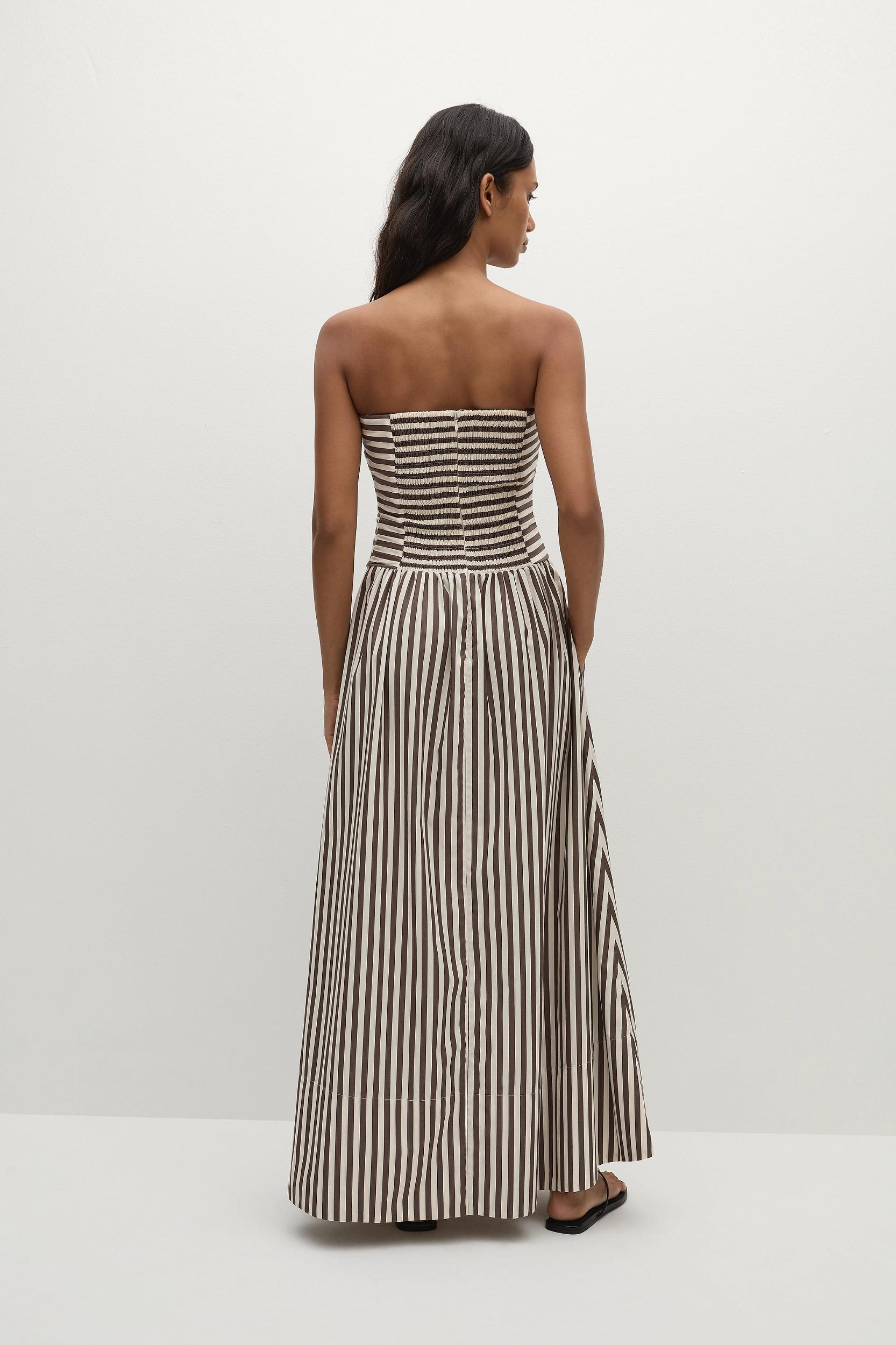Vera Maxi Dress Norway Stripe Espresso - Final Sale Product Image