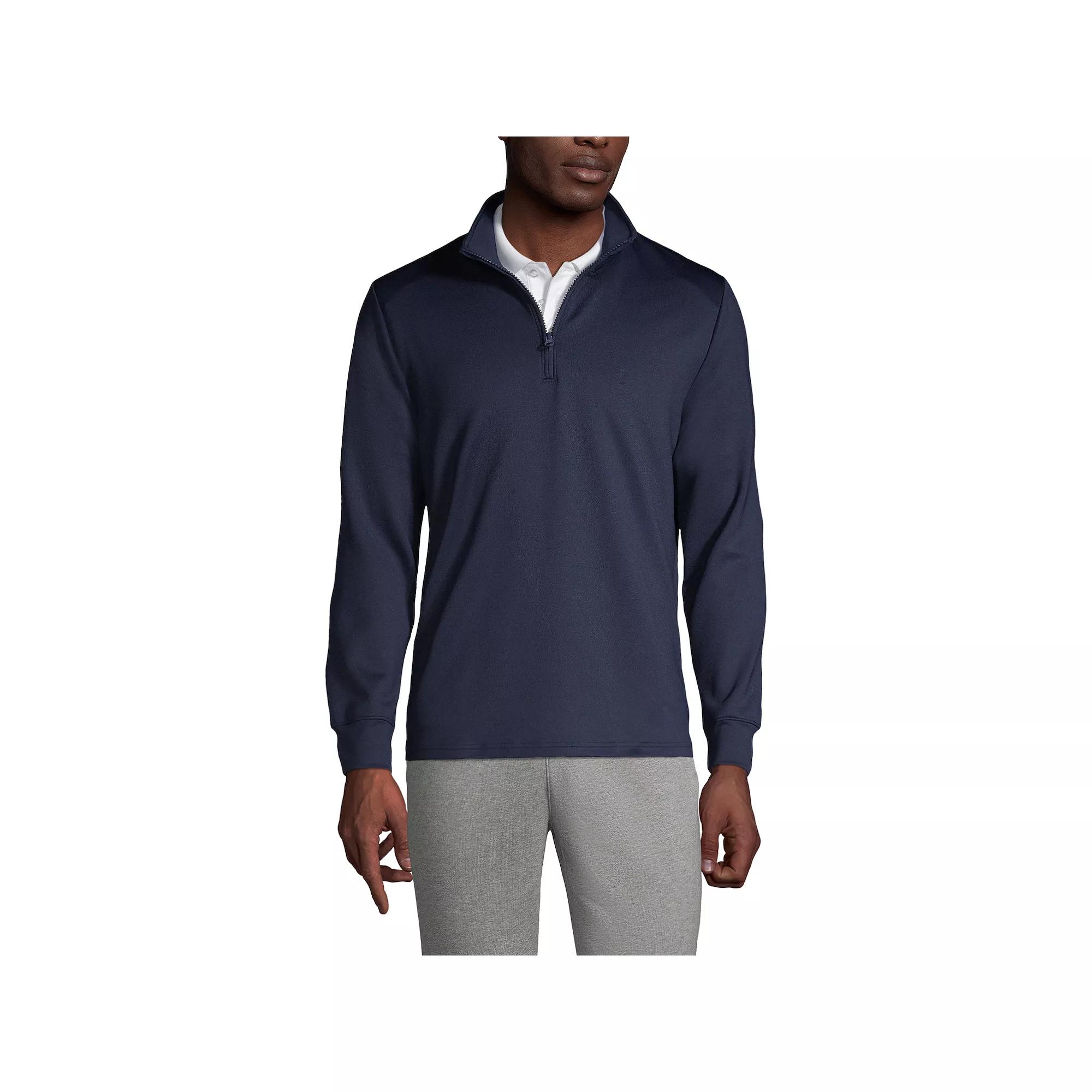 Men's Lands' End School Uniform Quarter Zip Pullover Sweatshirt, Size: Large, Red Product Image