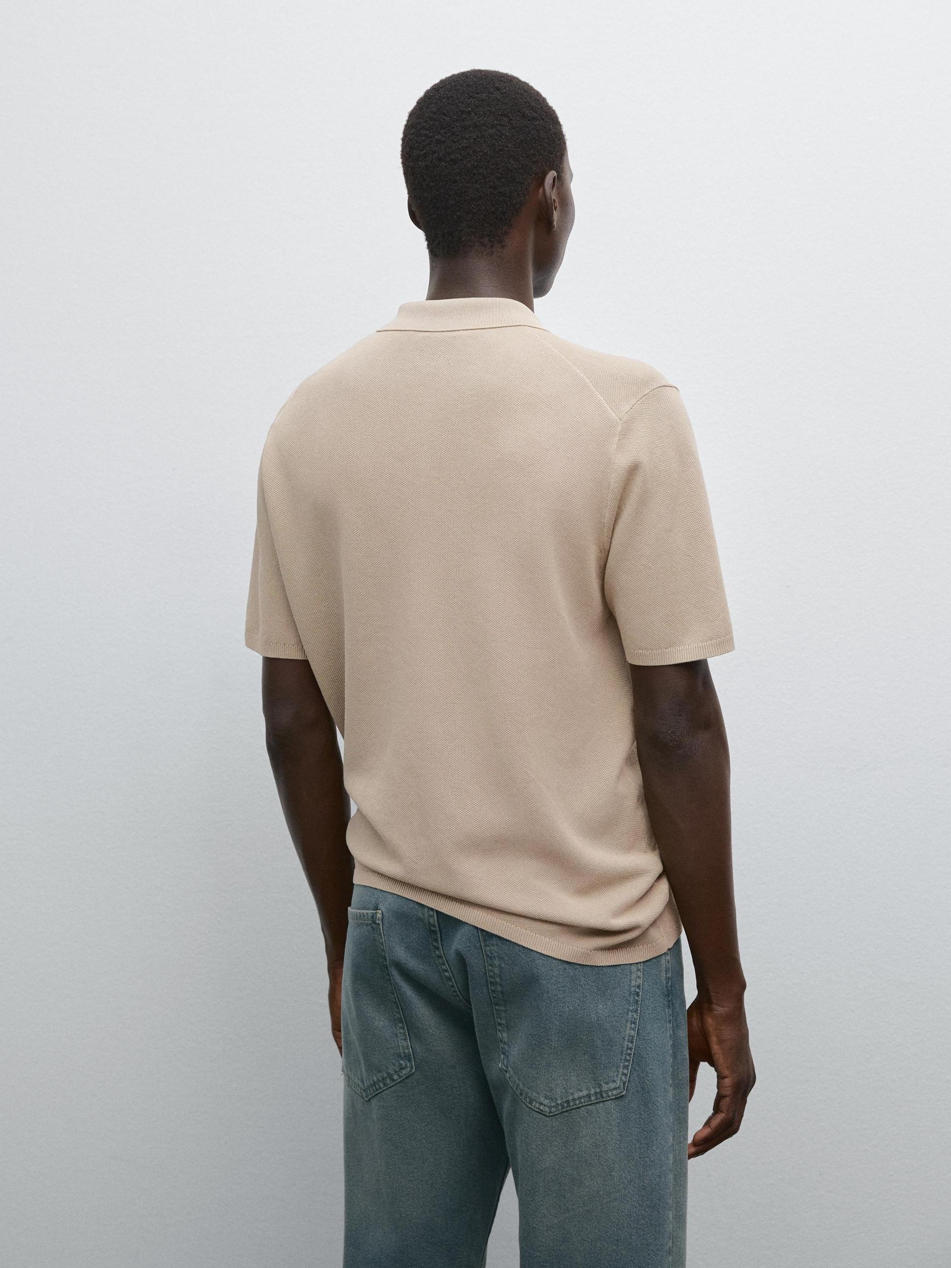 100% cotton textured knit polo shirt Product Image