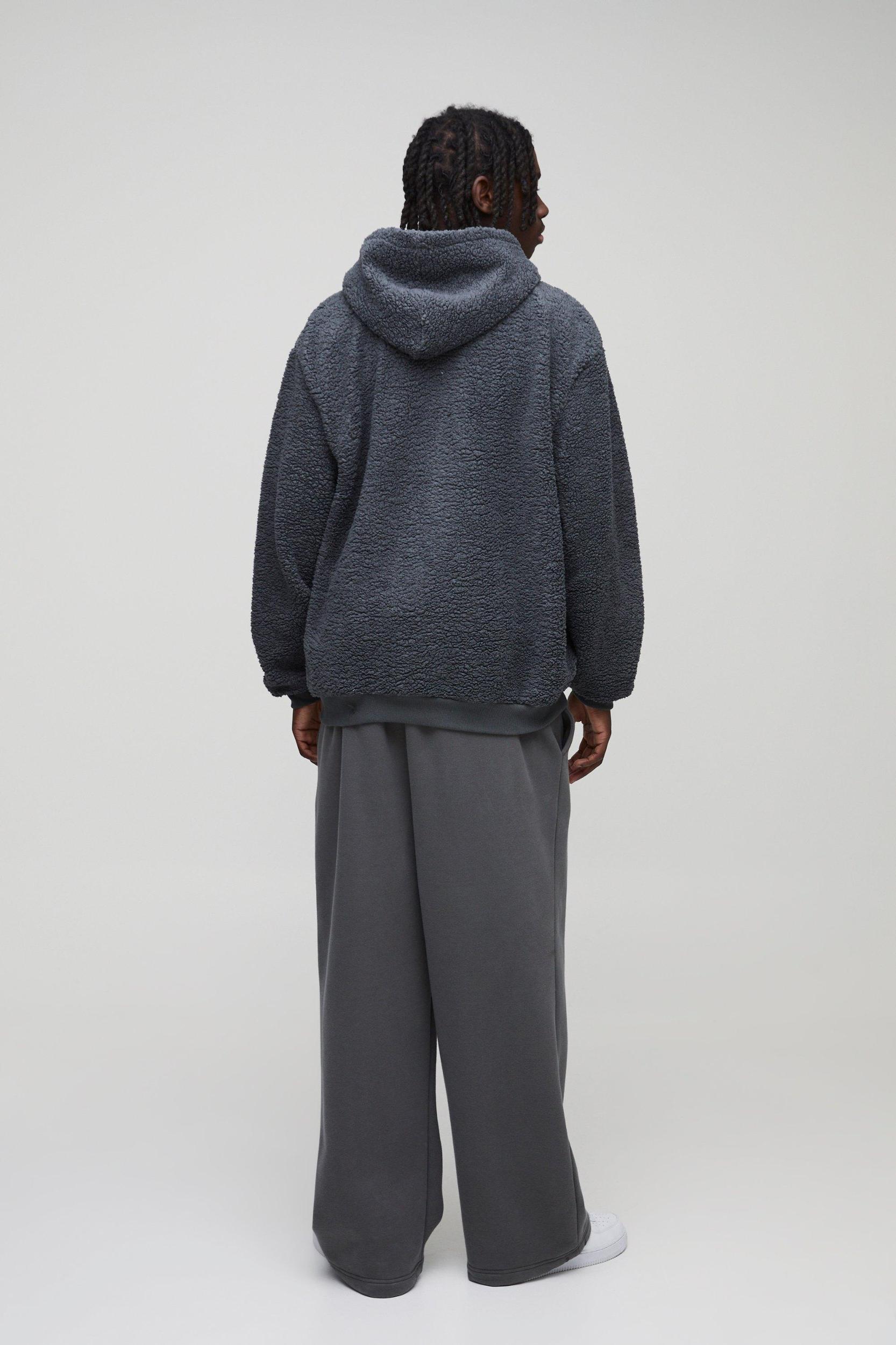 Oversized Zip Through Limited Edition Teddy Borg Hoodie | boohooMAN USA Product Image