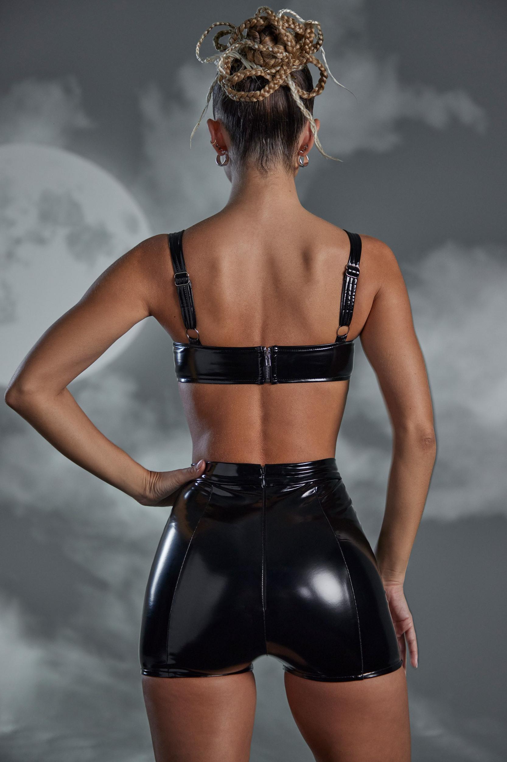 Vinyl Curved Cup Bra in Black Product Image