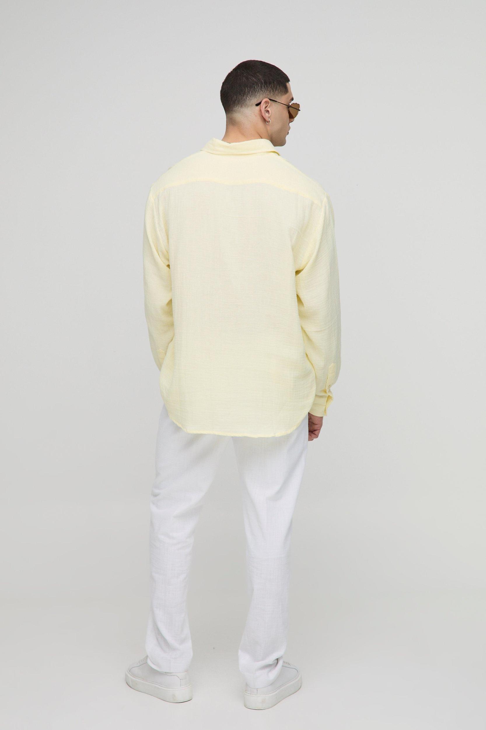 Super Oversized Relaxed Cheesecloth Shirt | boohooMAN USA Product Image