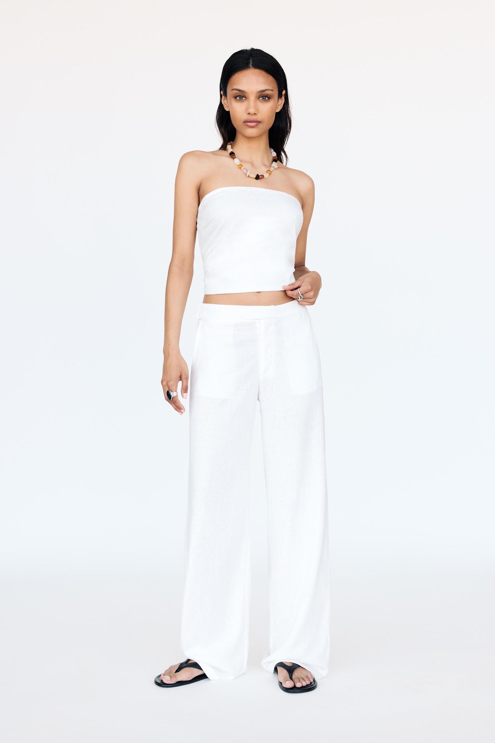 Straight linen-blend pants Product Image