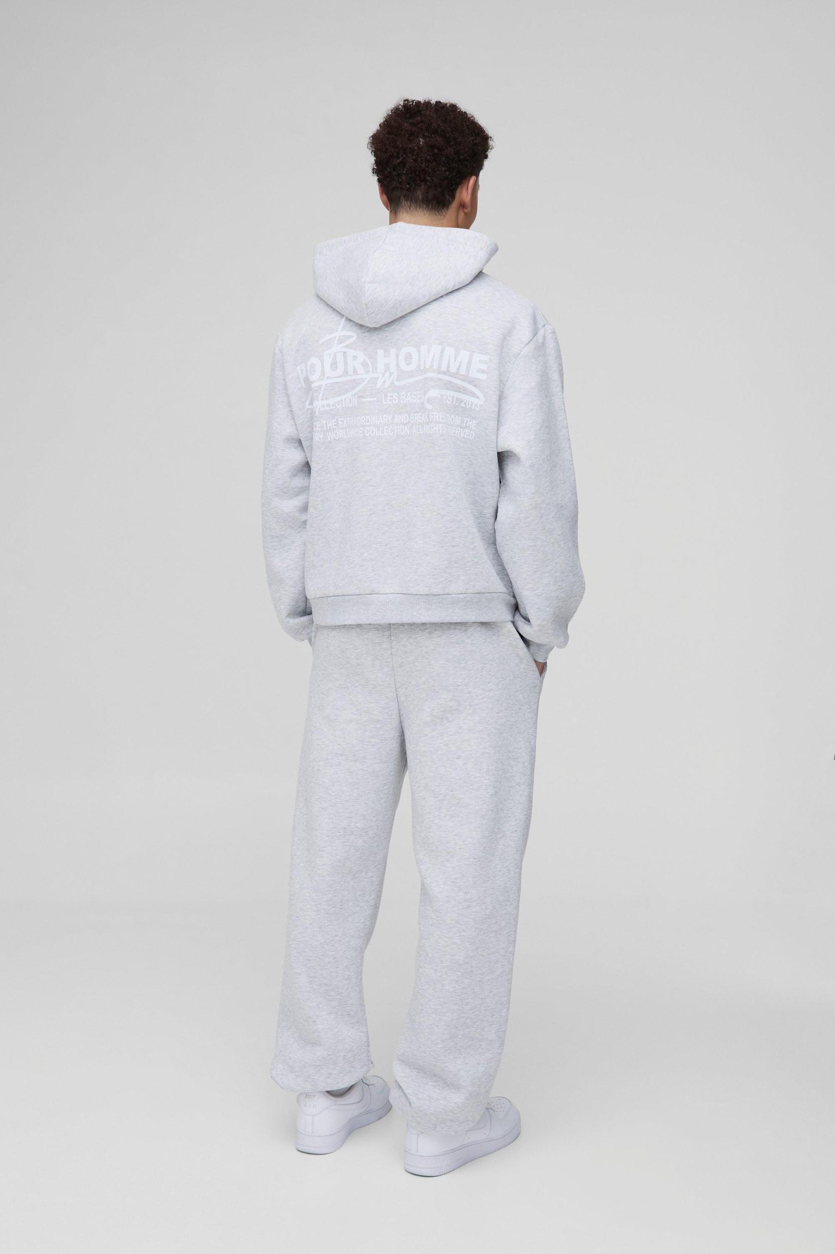 Oversized Boxy Homme Print Zip Through Hooded Tracksuit | boohooMAN USA Product Image