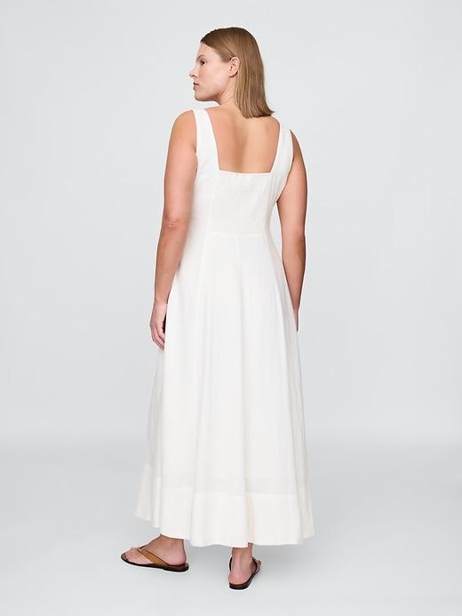 Linen-Blend Square-Neck Maxi Dress Product Image