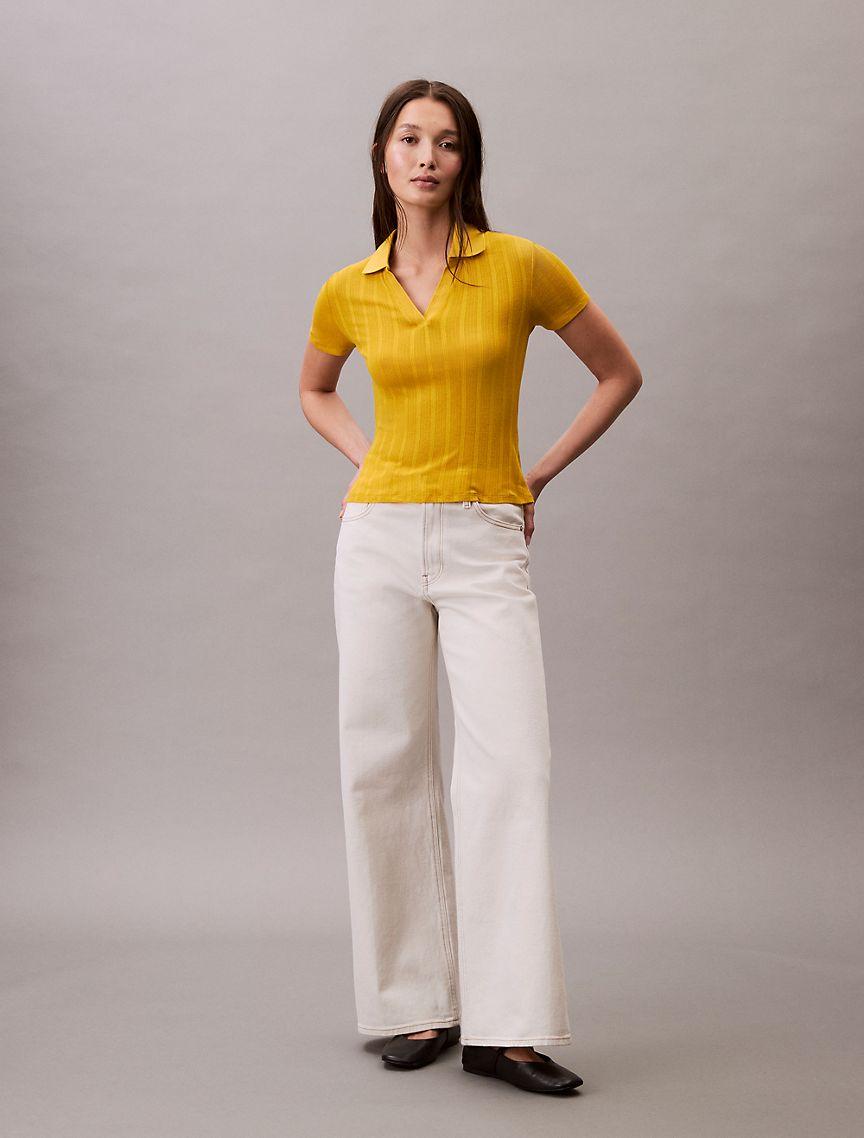 Pointelle Slim Polo Shirt  Product Image