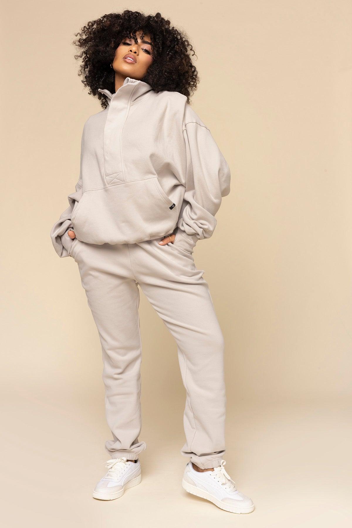 Ooey Gooey Half Zip Sweater - Silver Birch Product Image
