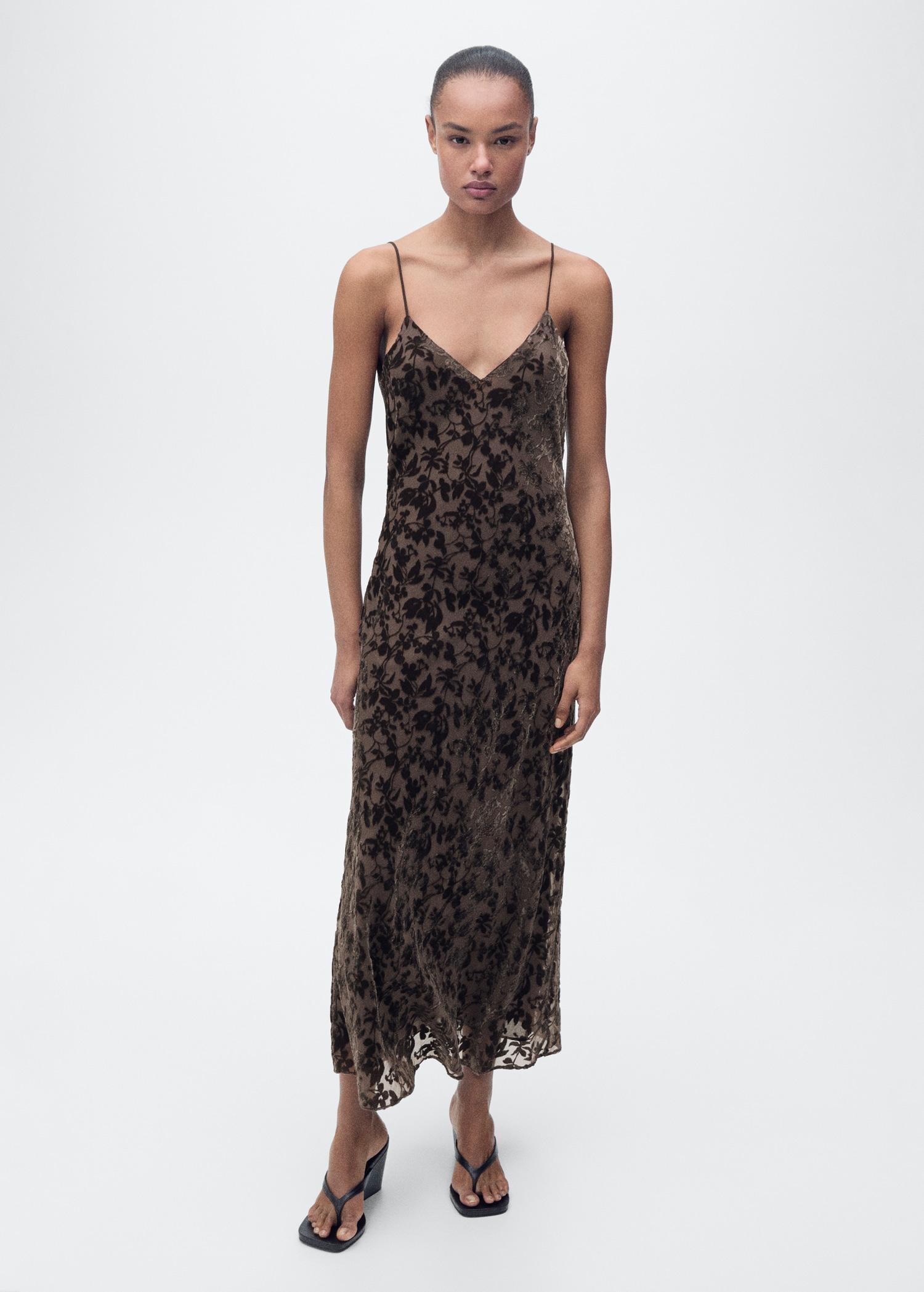 Devoré floral dress - Women | MANGO USA Product Image