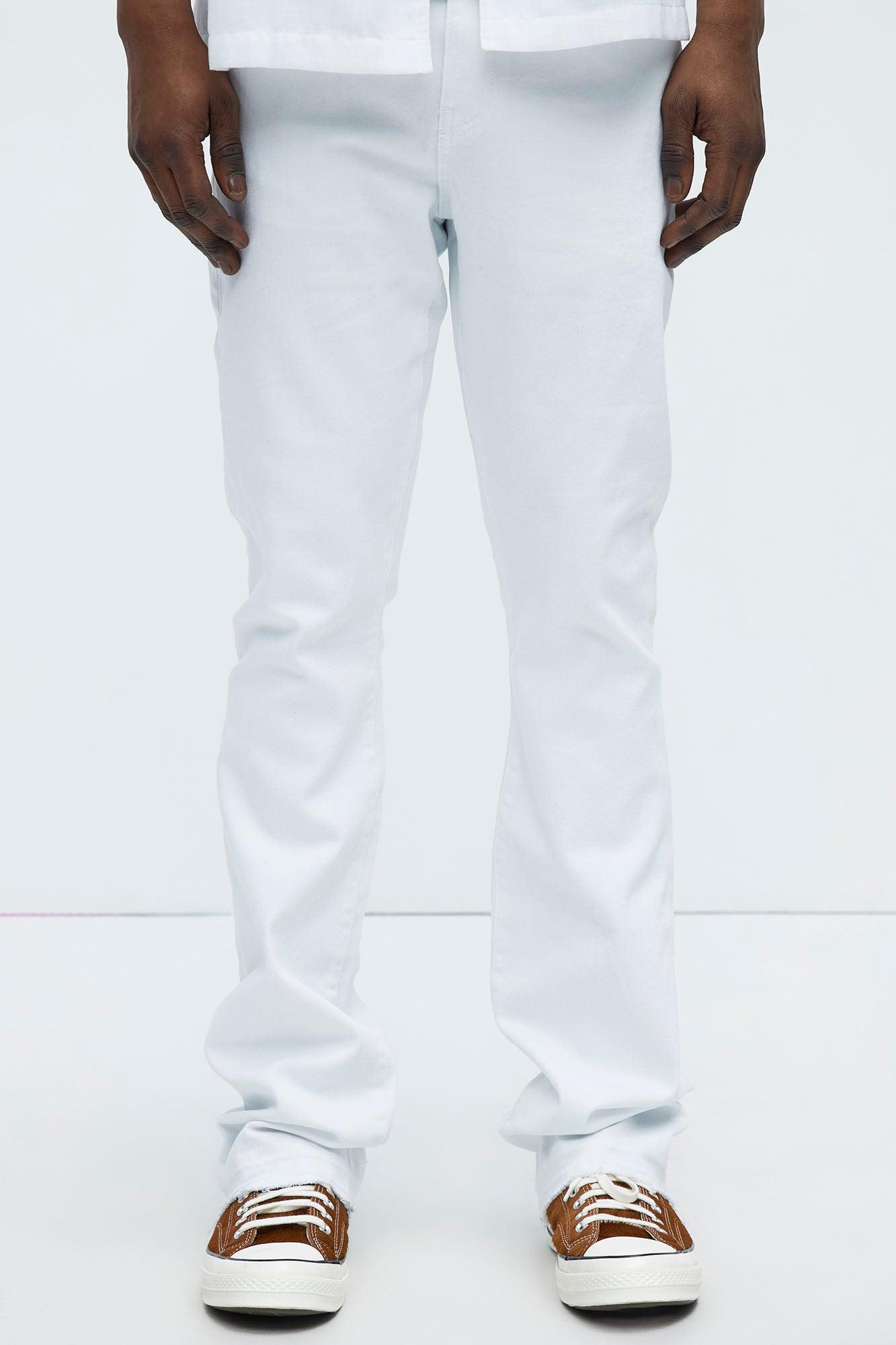 Cornell Stacked Skinny Flare Jeans - White Product Image