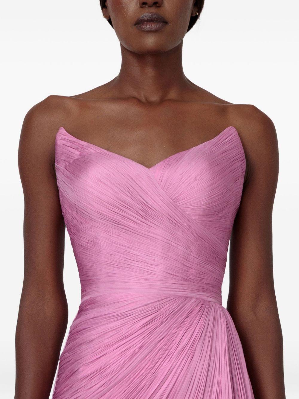 feather-trimmed pleated maxi dress Product Image