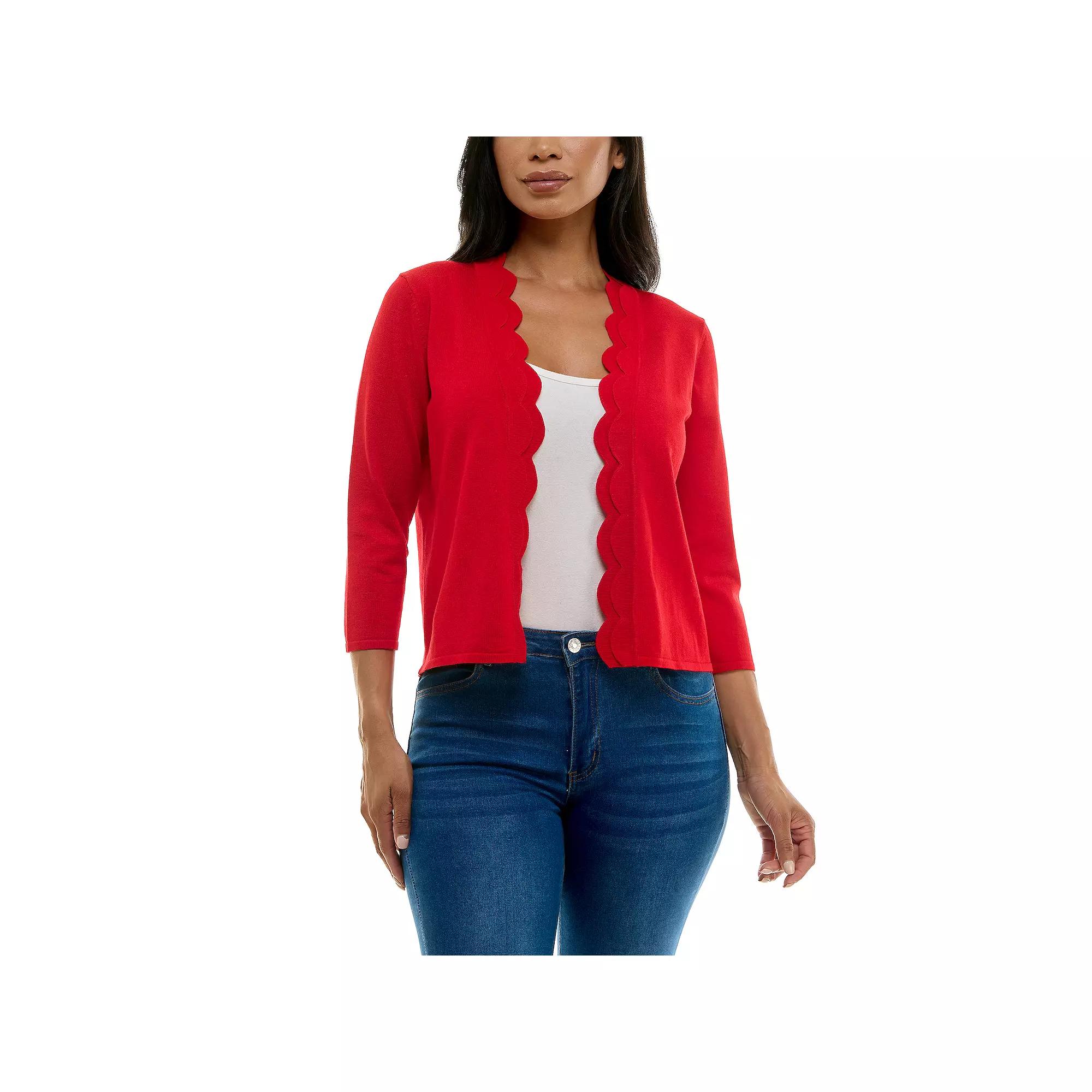 Women's Nina Leonard Scallop Hem Bolero Cardigan,  Product Image