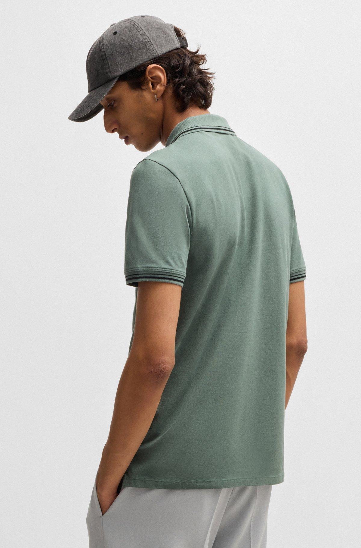 Stretch-cotton slim-fit polo shirt with printed logo Product Image