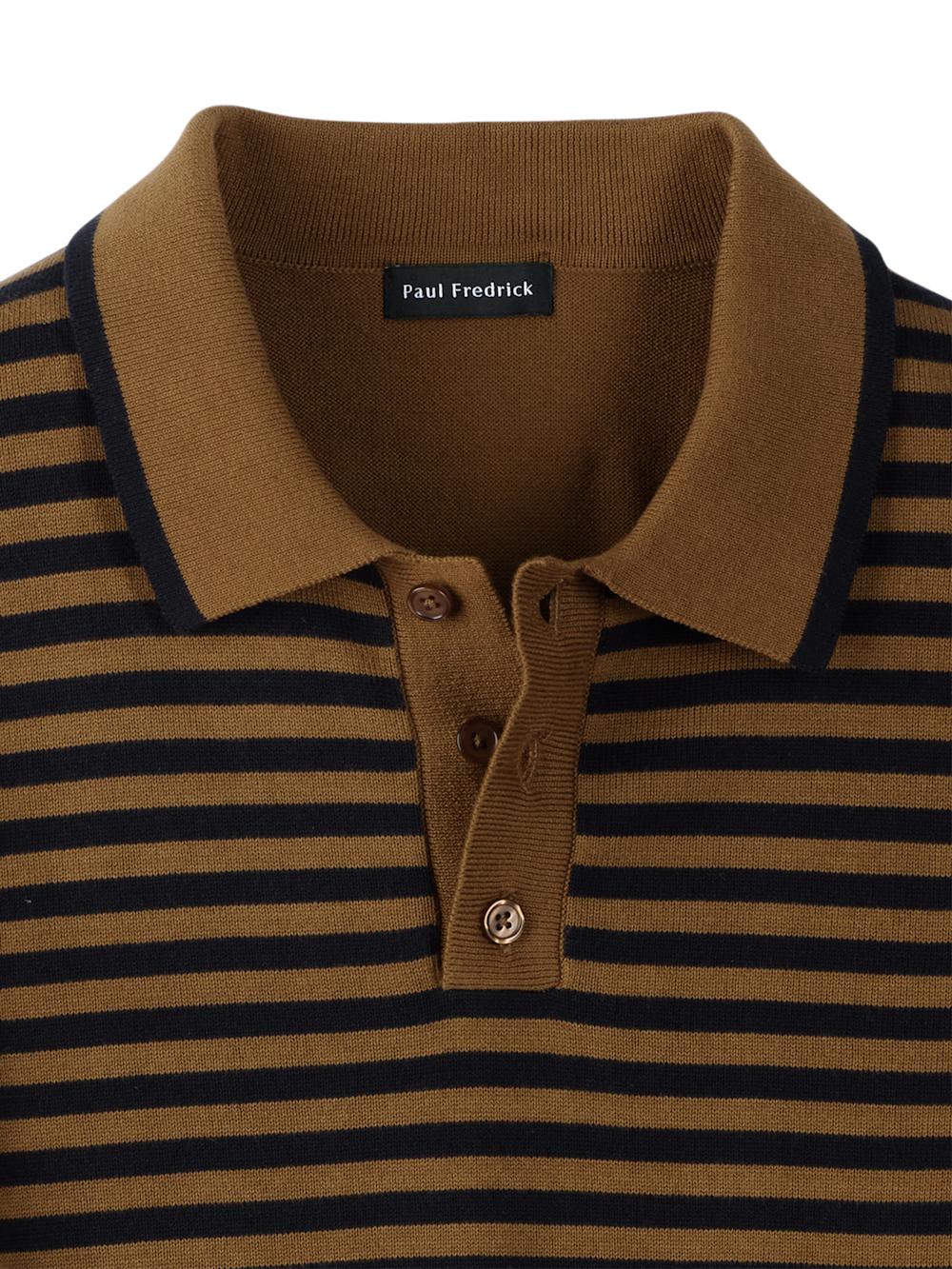 Cotton Three Button Polo - Brown Product Image