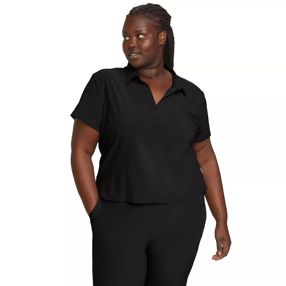 Plus Size Eddie Bauer Departure UPF 50 Collared Tee, Women's, Size: 3XL, Black Product Image
