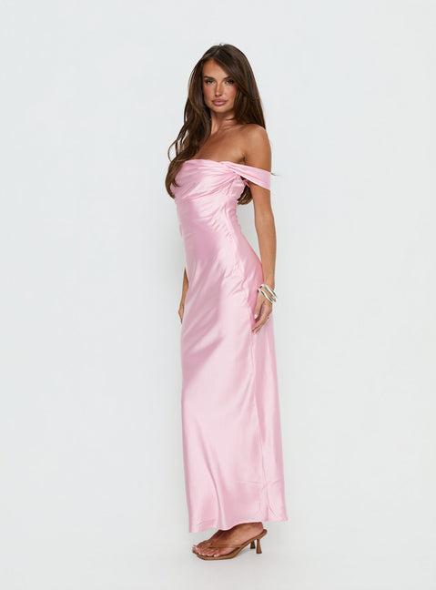 Azura Off The Shoulder Maxi Dress Pink Product Image