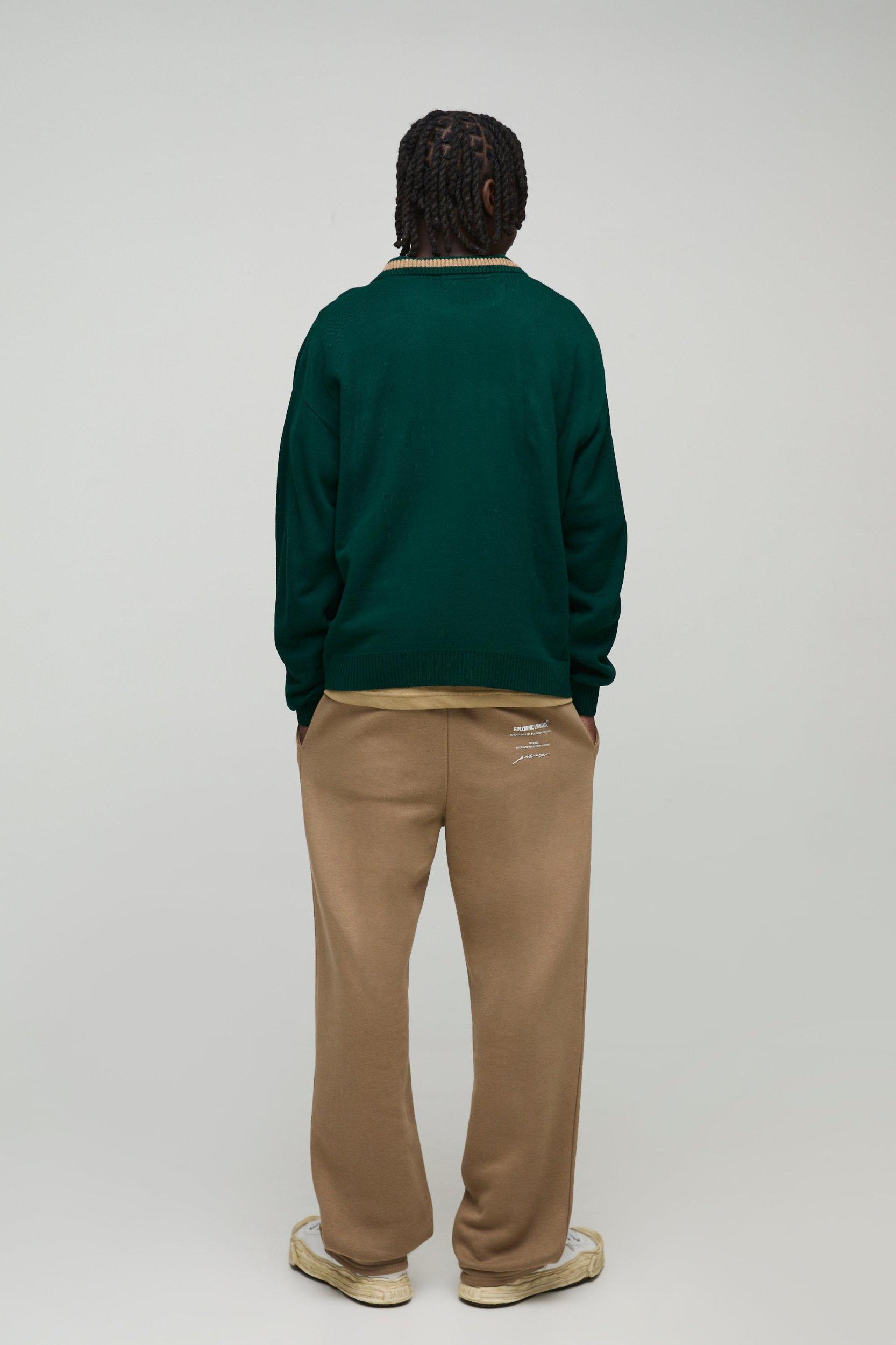 Oversized Boxy Knitted Applique Polo Shirt | boohooMAN USA Product Image