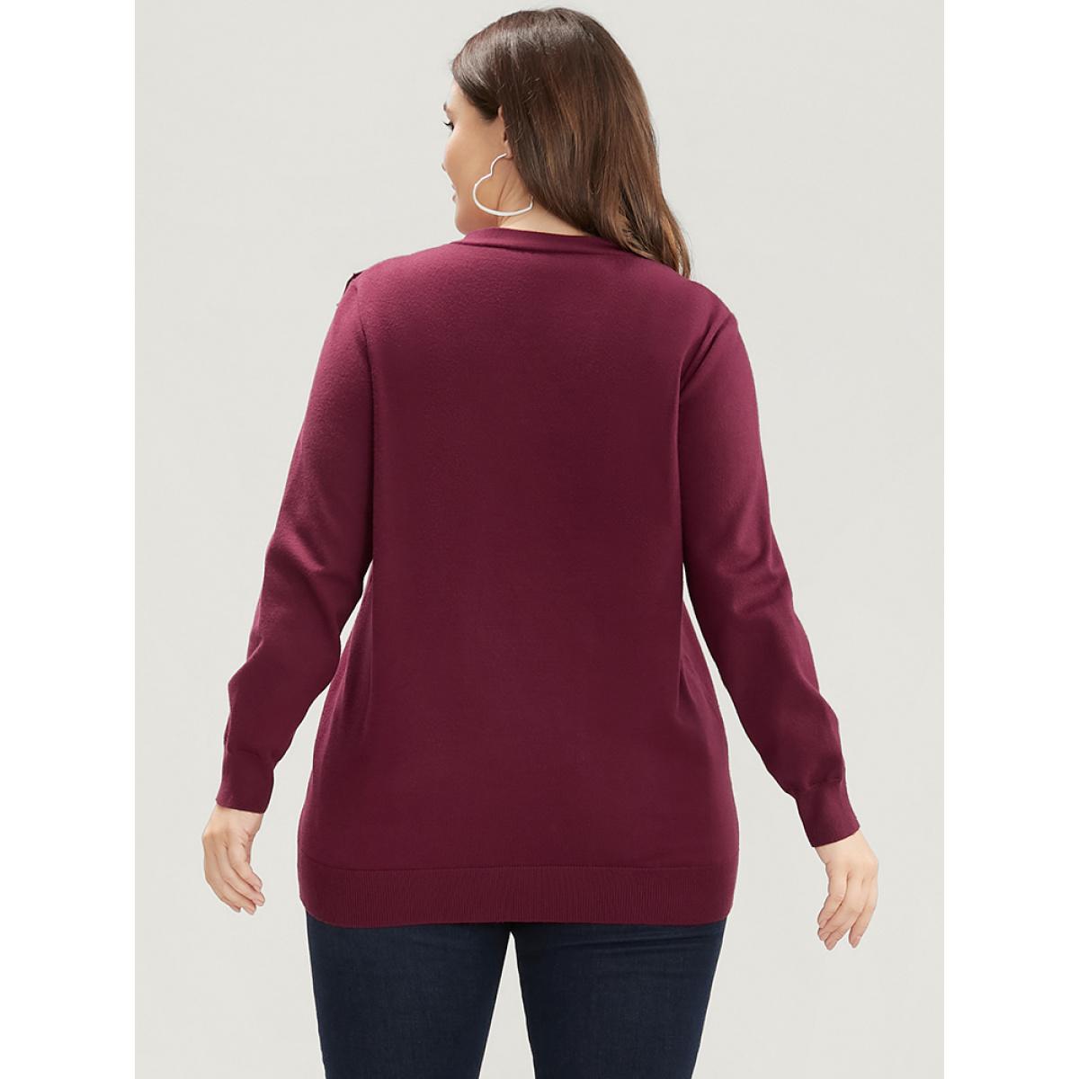 Plus Size Solid Soft Sexy Yarn Knit Knotted Neck Knit Top Scarlet Women Elegant Long Sleeve Tie Neck Dailywear Pullovers BloomChic 12/L Product Image