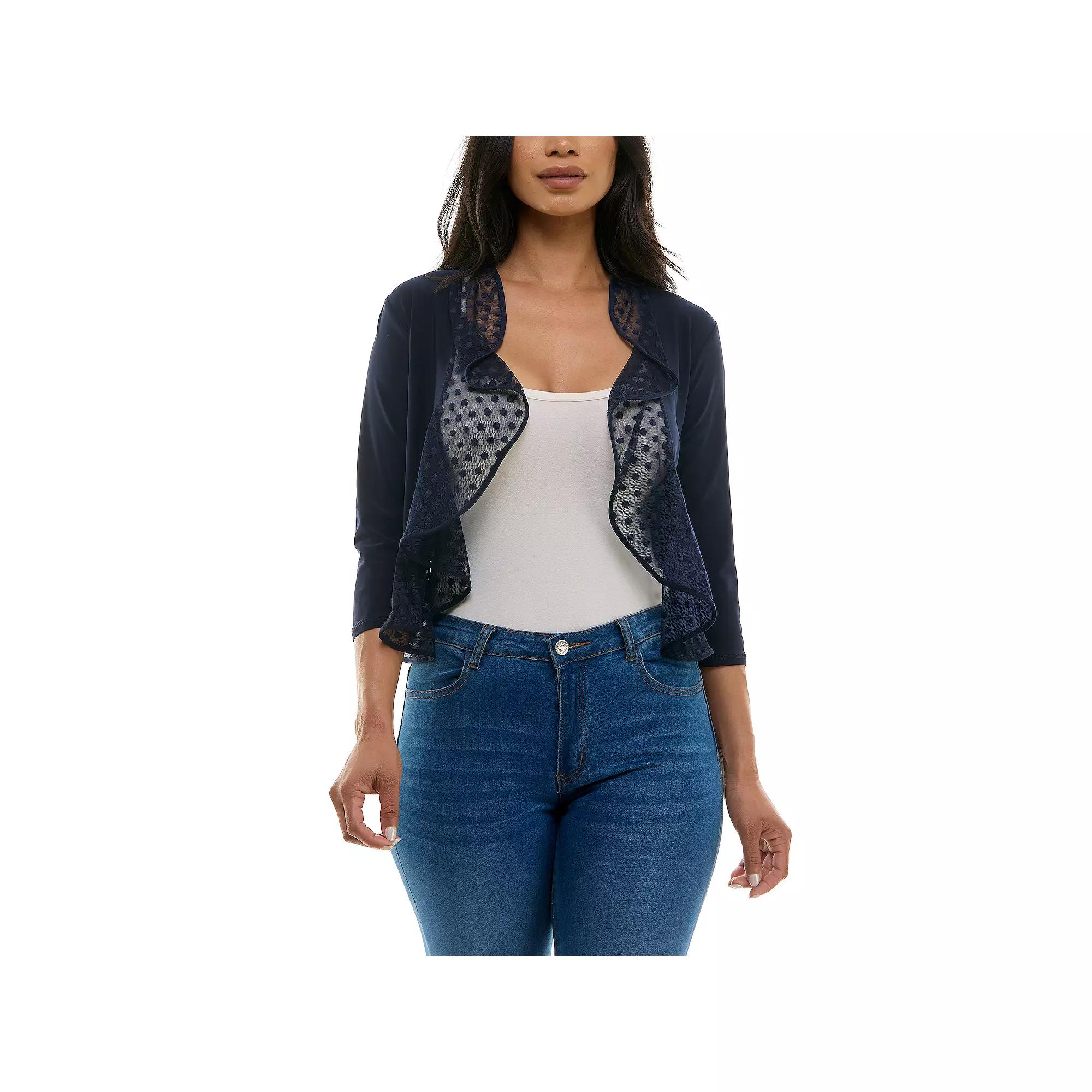 Women's Nina Leonard Bolero with Small Dot Mesh Ruffle,  Product Image