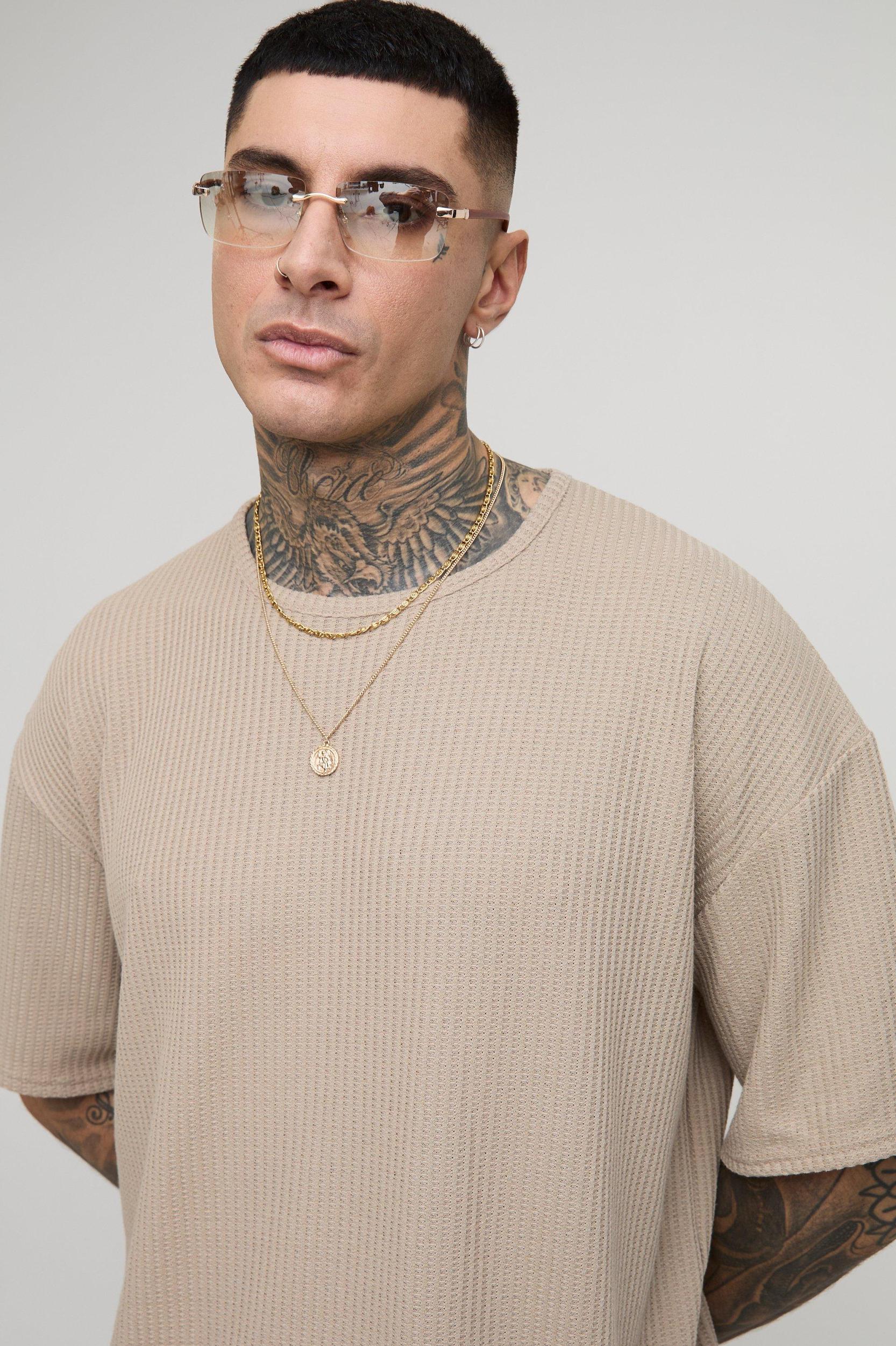 Tall Oversized Boxy Textured T-Shirt | boohooMAN USA Product Image