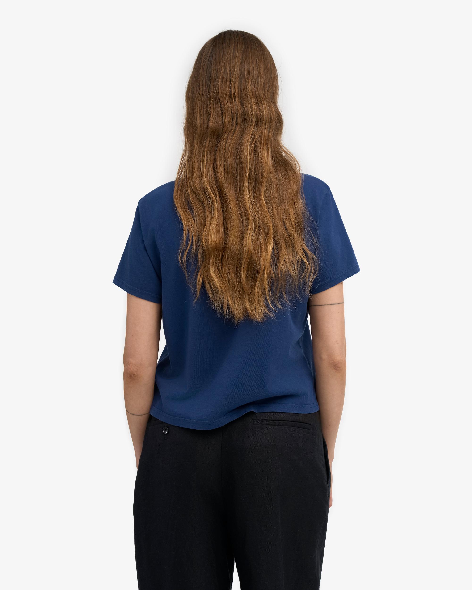 Organic Boxy Crop Tee - Petrol Blue Product Image