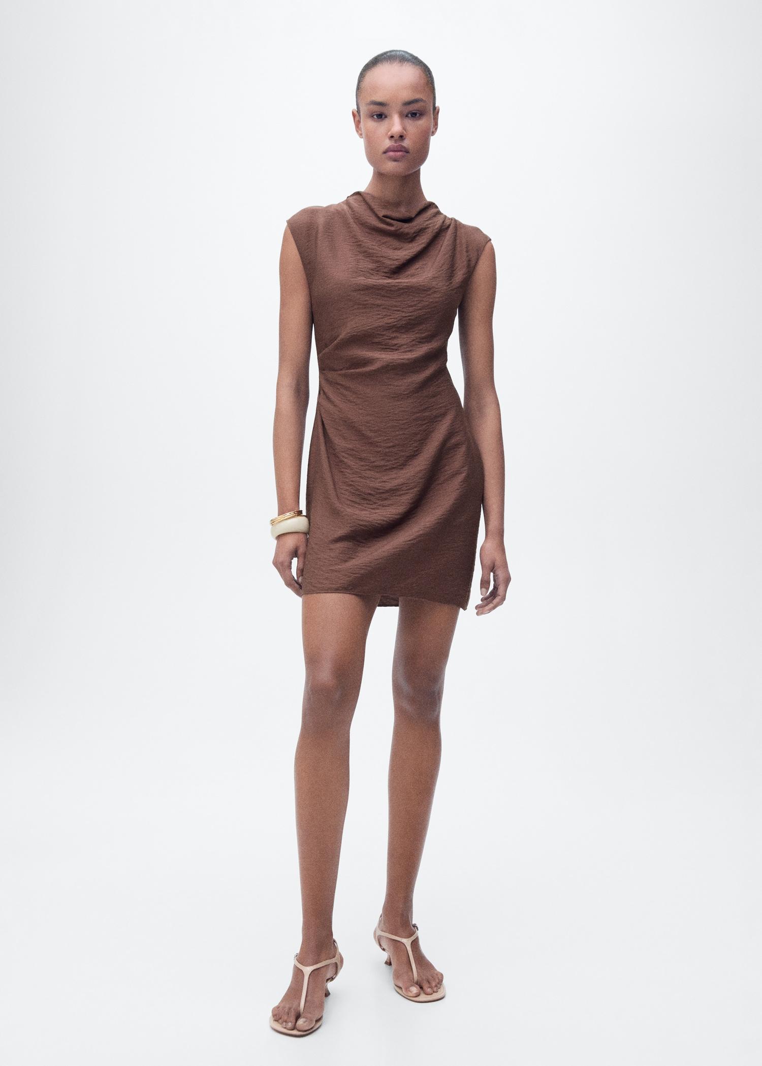 Draped textured dress - Women | MANGO USA Product Image