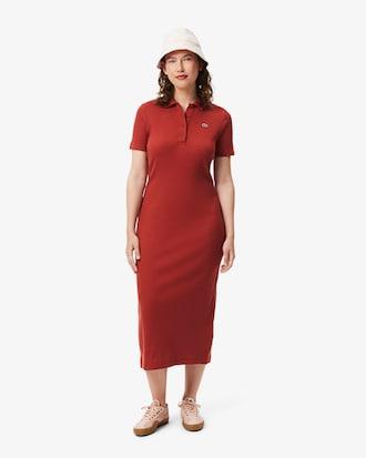 Long Ribbed Cotton Polo Dress Product Image