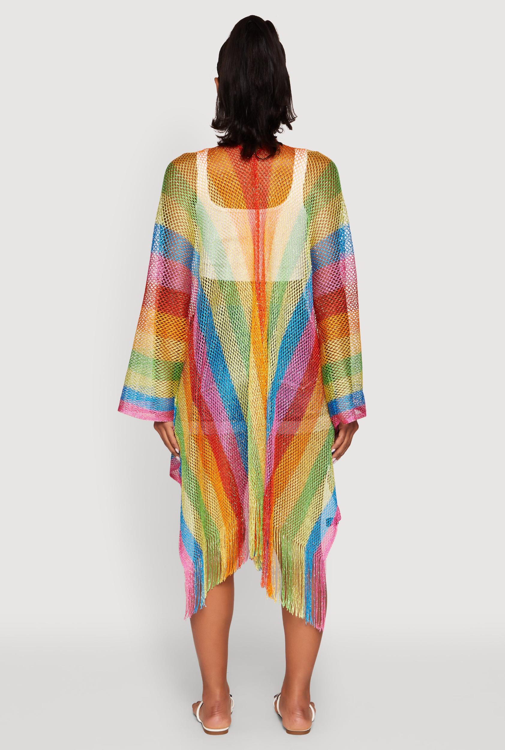 Rainbow Stripe Cover Up Kimono Female Product Image