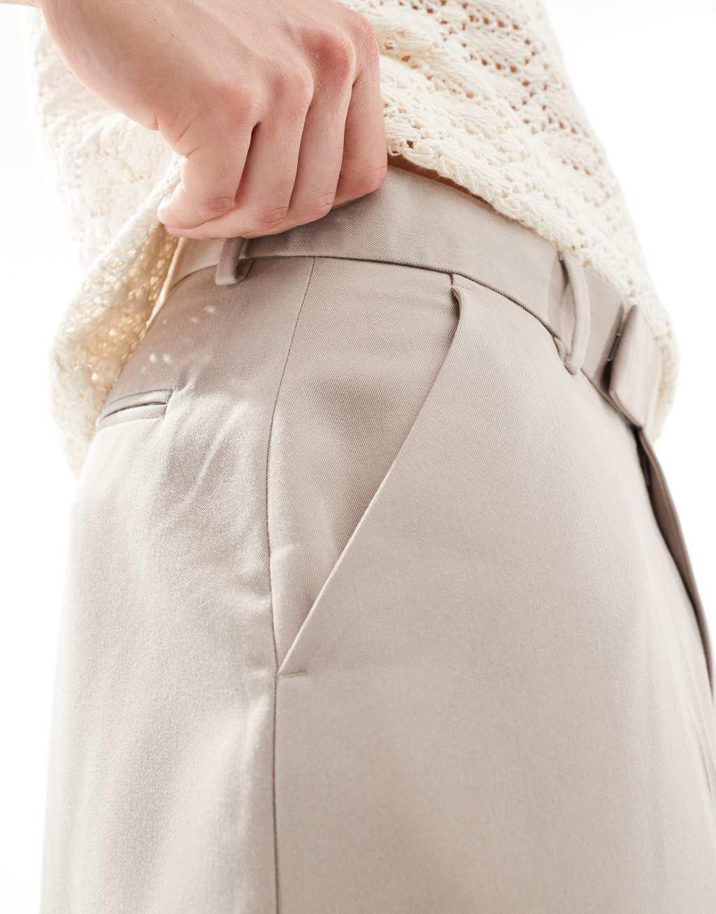 ASOS DESIGN smart extreme wide leg pants in stone Product Image