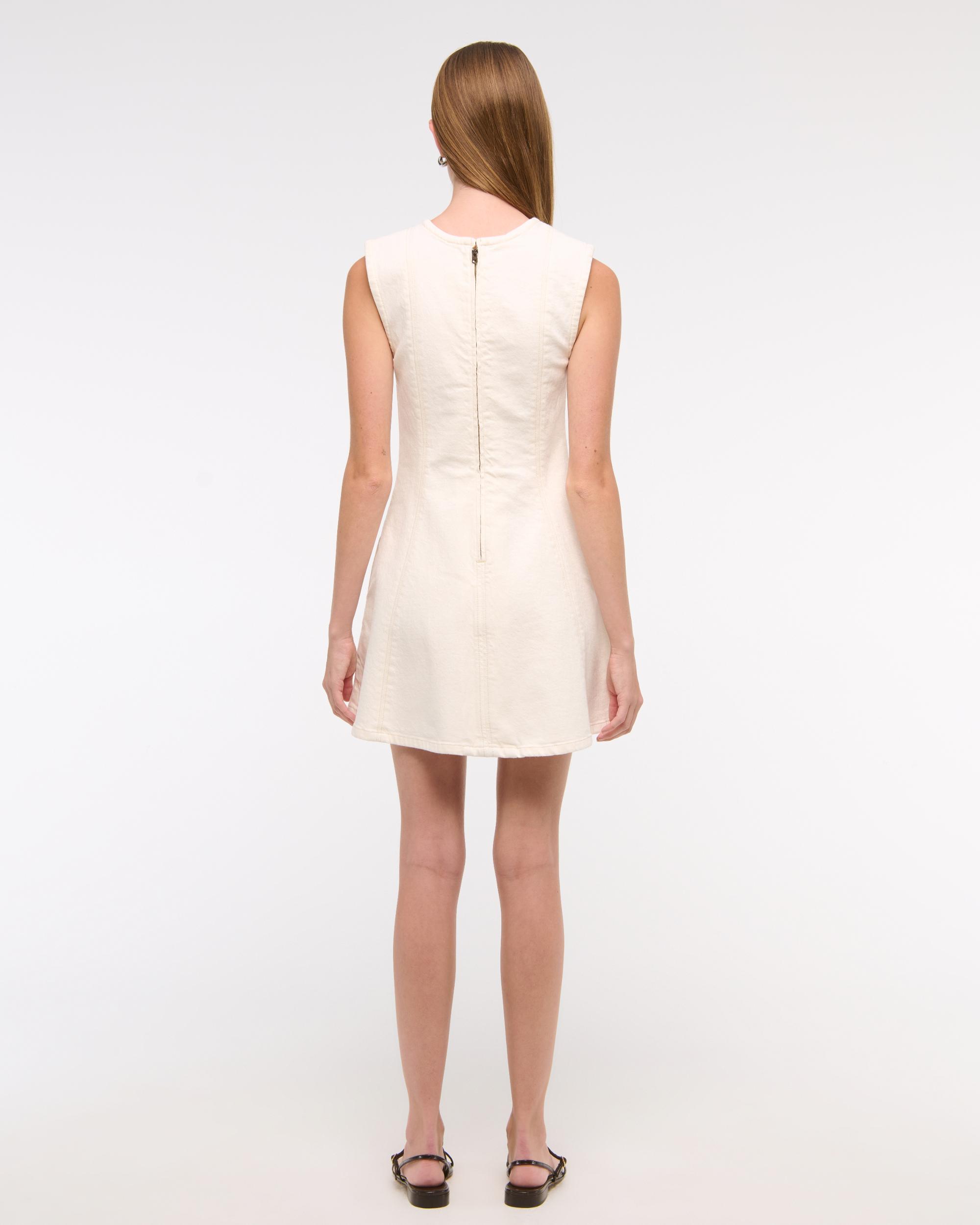 The A&F Mila High-Neck Denim Mini Dress Product Image